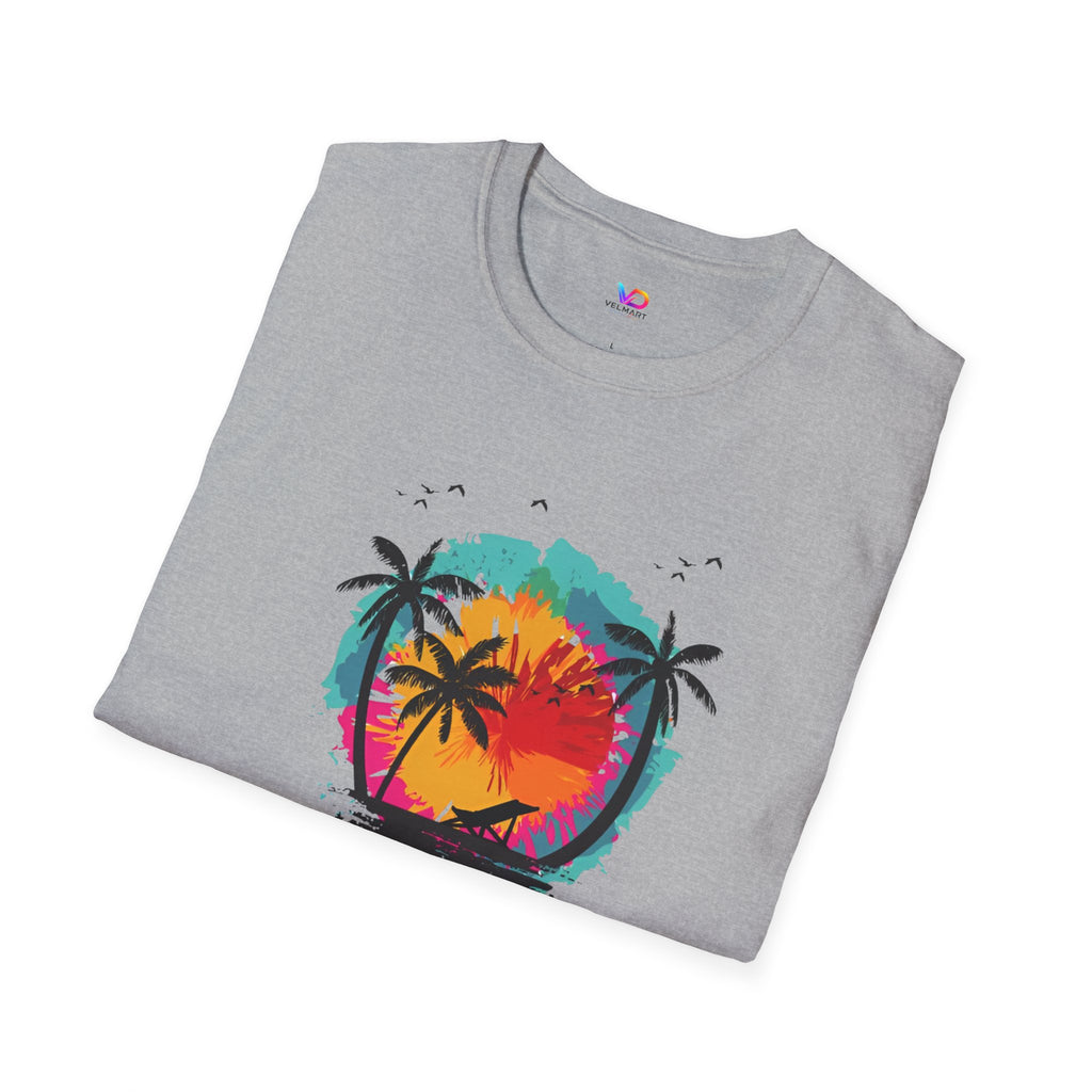 Summer Vibes T-Shirt — "Enjoy the Summer" Tropical Palm Sunset Tee