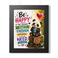 Be Happy Panda Framed Poster — Inspirational Wall Art