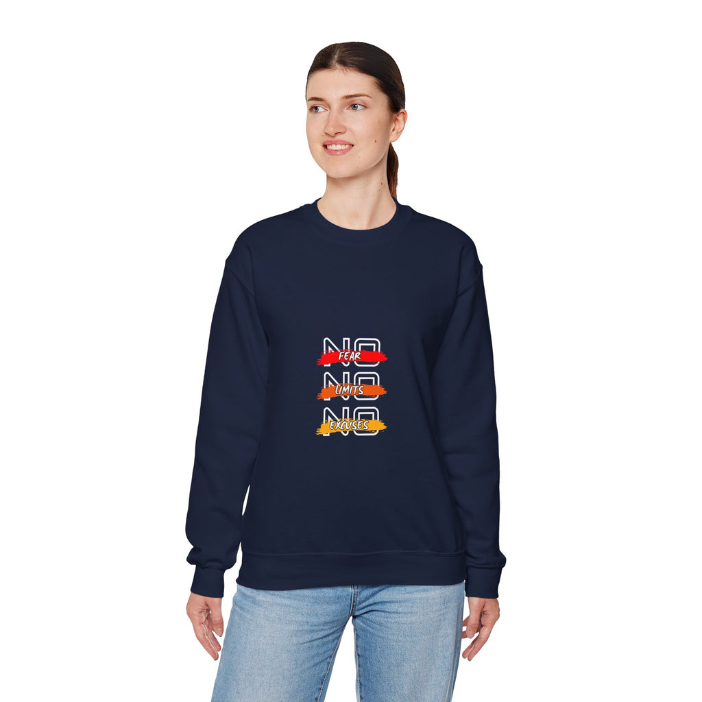 No Fear No Limits No Doubt Crewneck Sweatshirt — Motivational Graphic Pullover