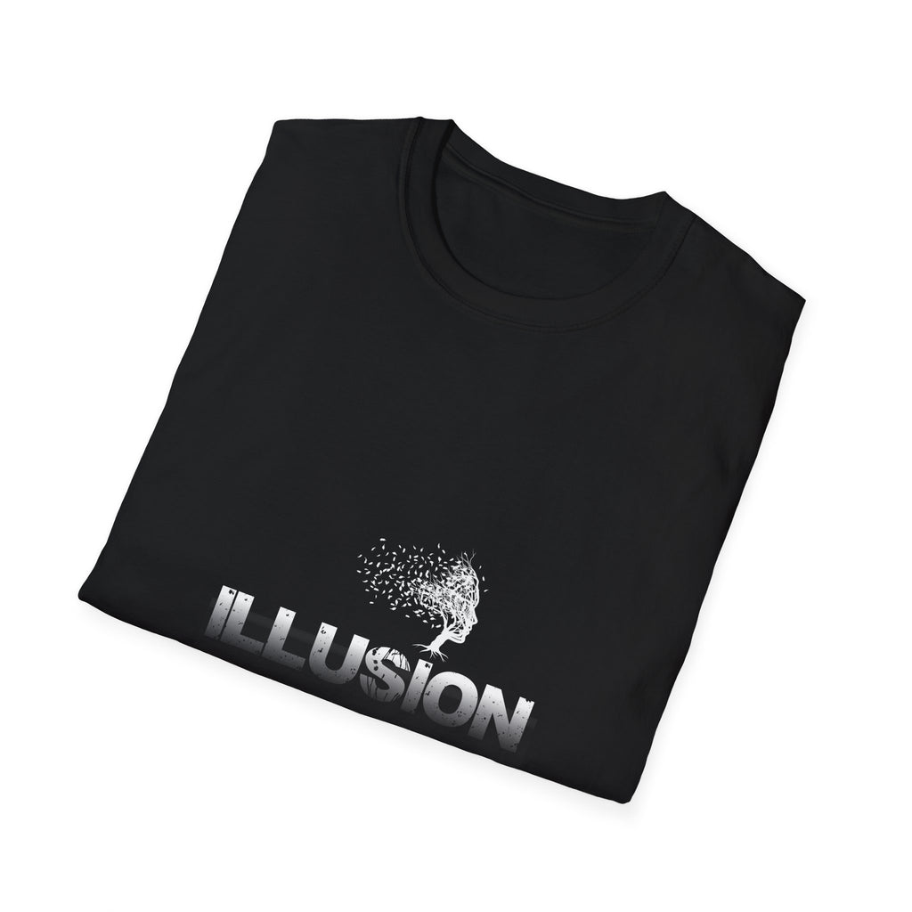 Illusion Tree Graphic T-Shirt — Surreal 'ILLUSION' Typography Tee