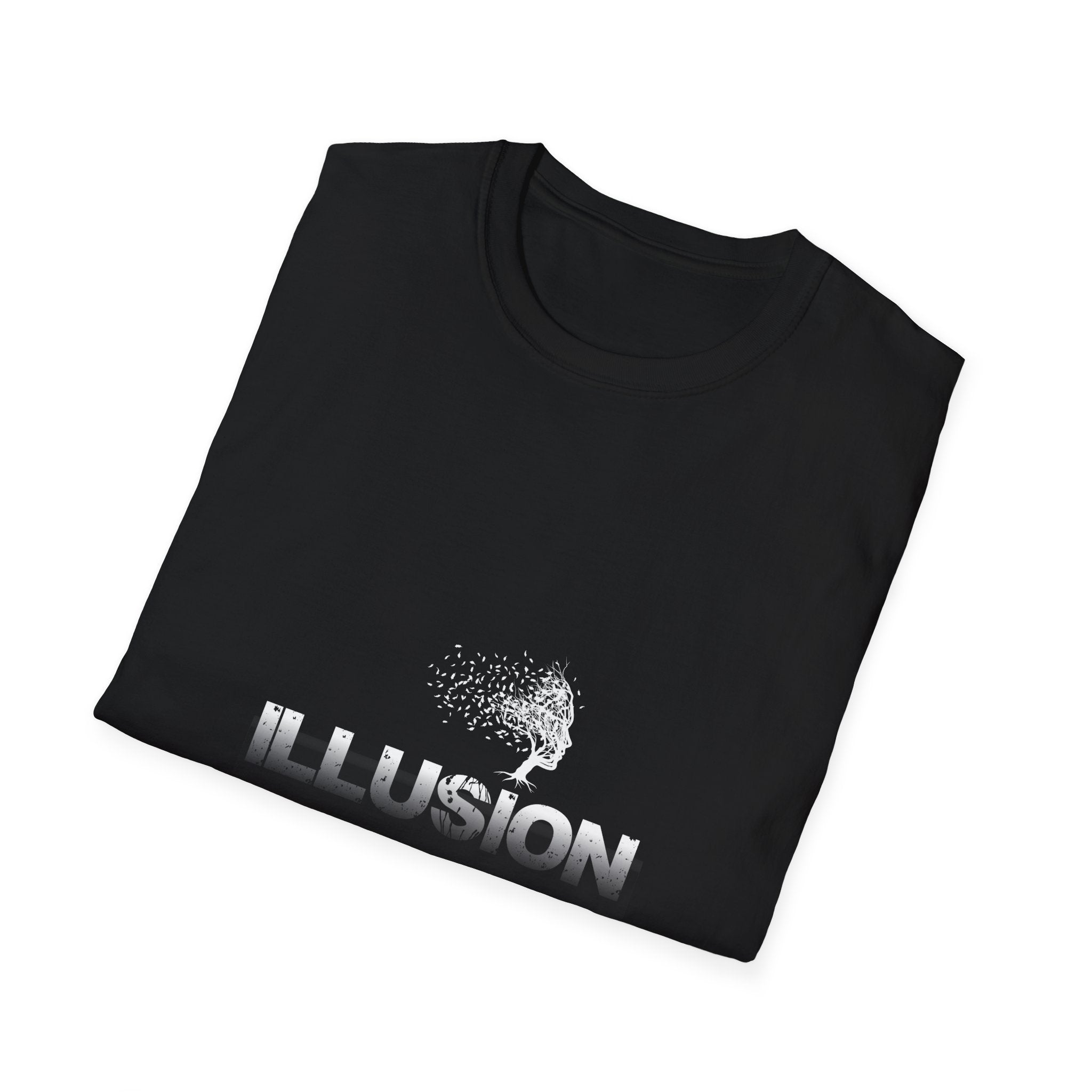 Illusion Tree Graphic T-Shirt — Surreal 'ILLUSION' Typography Tee