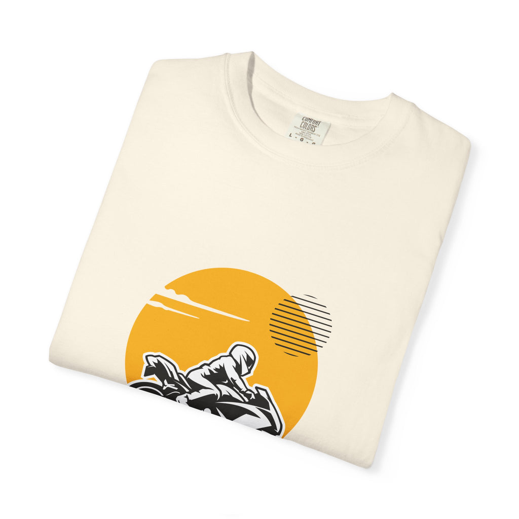 Motorcycle Rider T-Shirt — Retro Sunset Biker Graphic