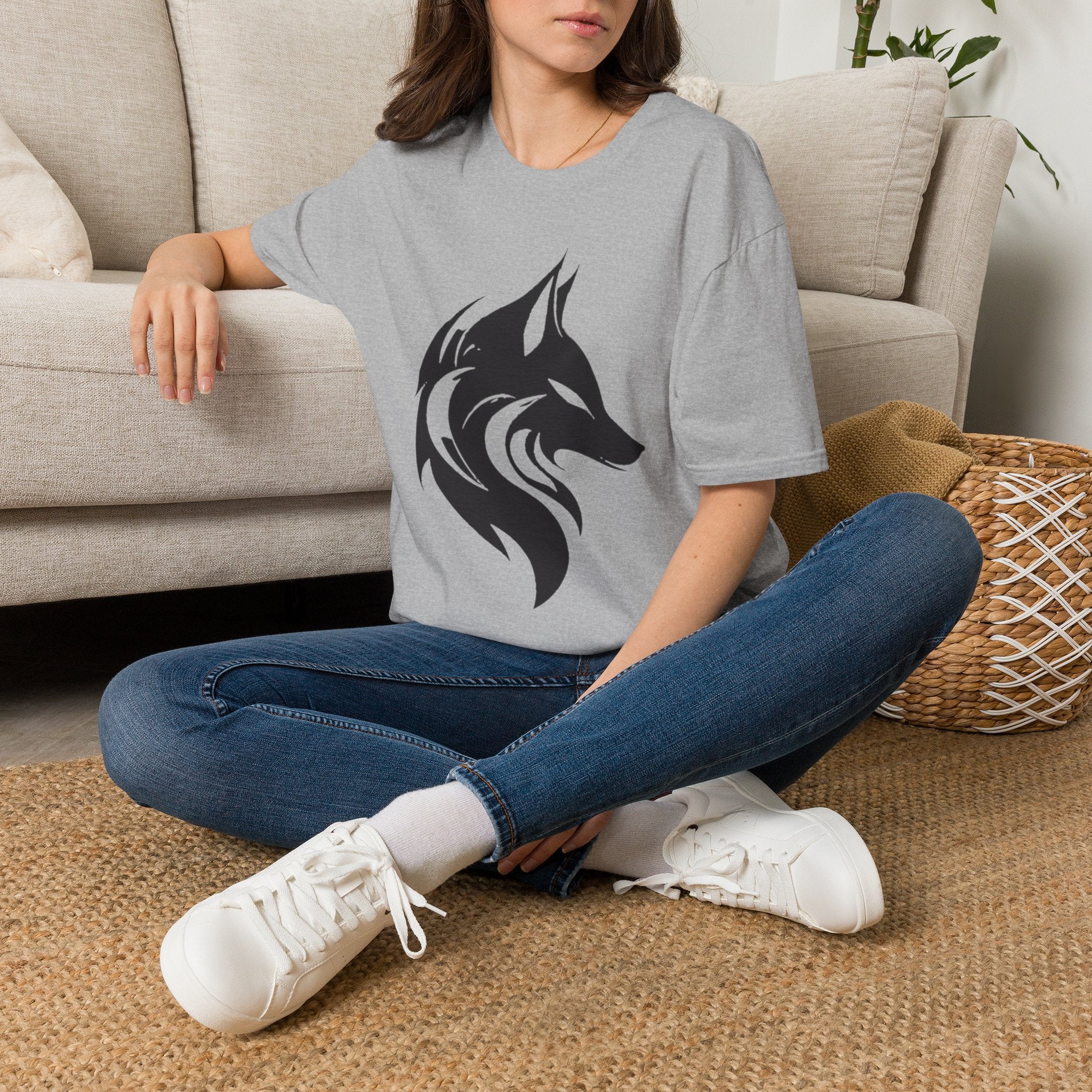 Wolf Silhouette T-Shirt — Tribal Black Wolf Graphic Tee