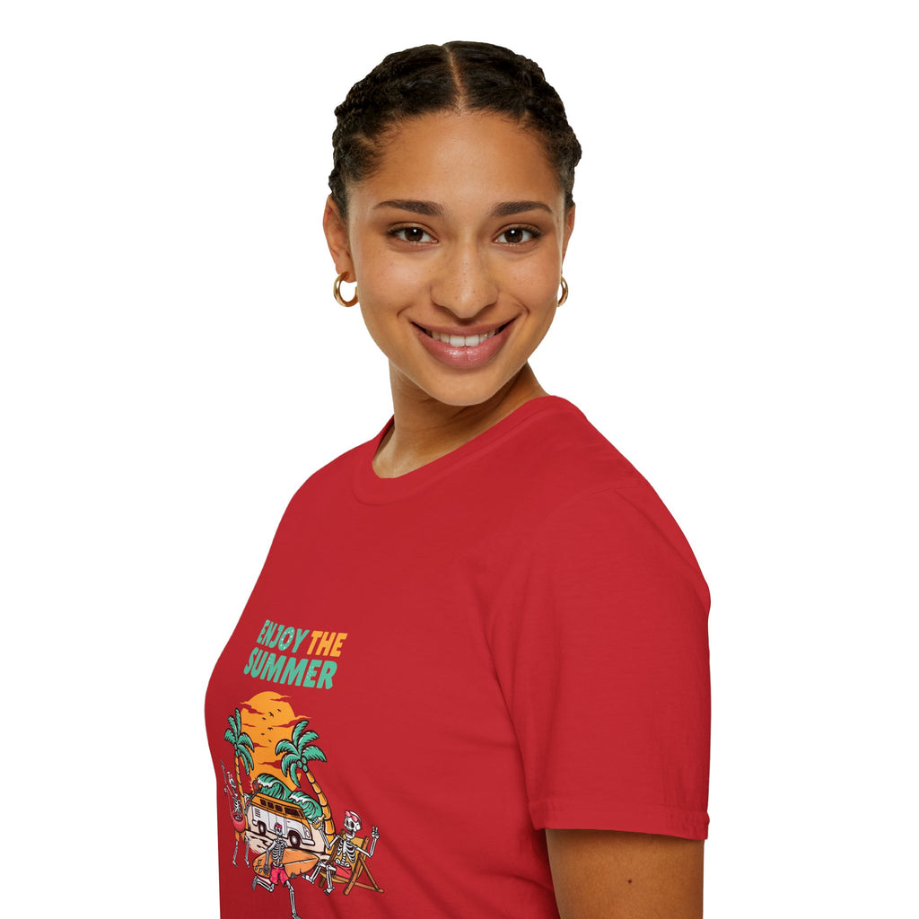 Summer Beach T-Shirt — "Enjoy The Summer" Palm Tree Surf Graphic