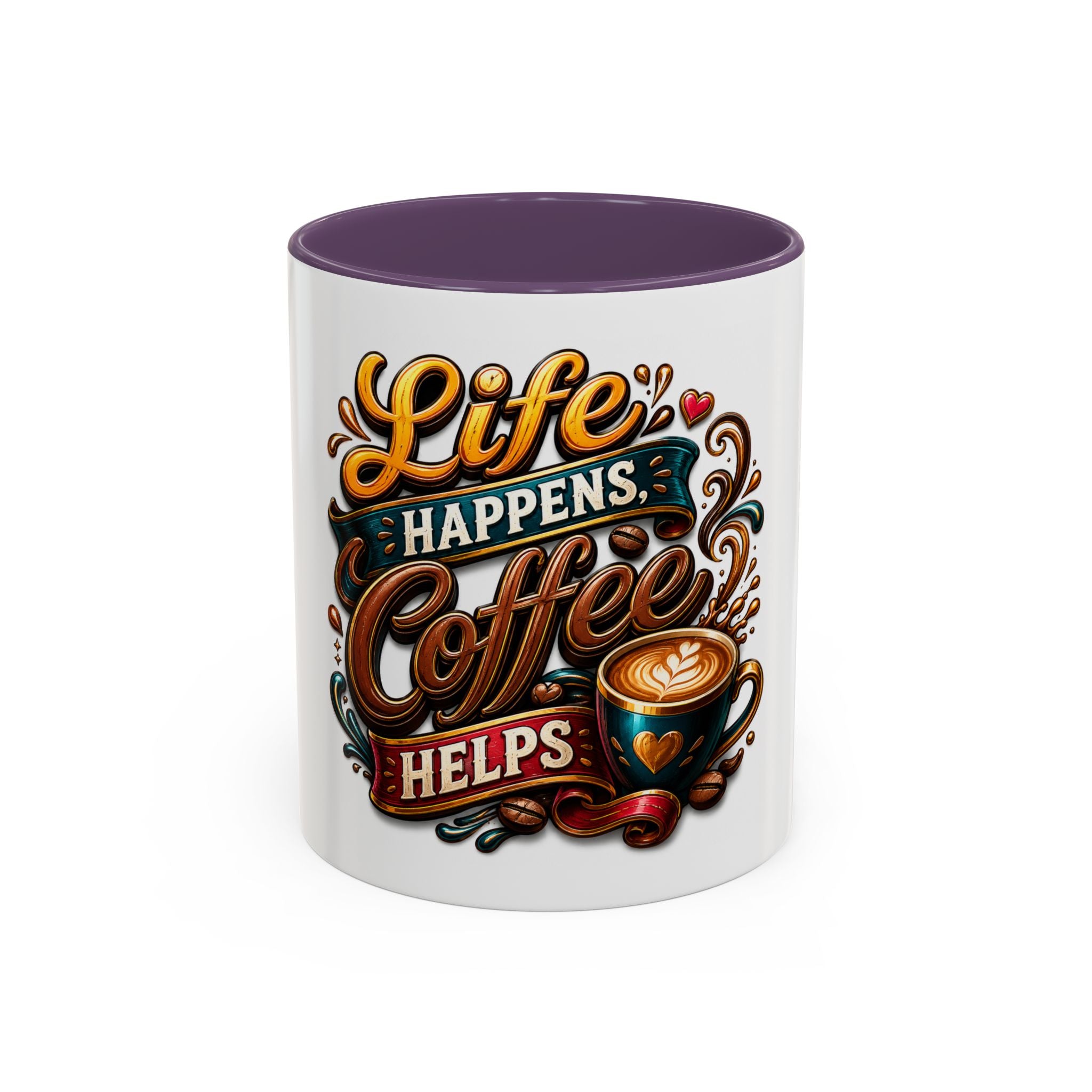 Life Happens Coffee Helps Accent Mug — 11/15oz Ceramic Coffee Cup