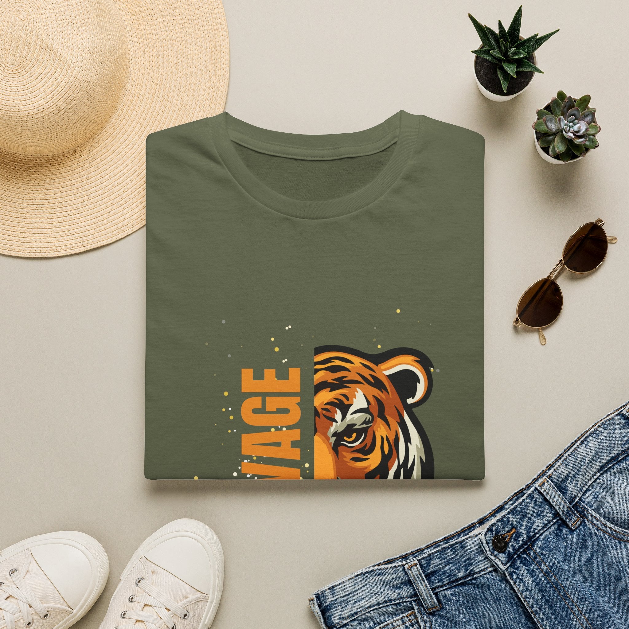 Savage Tiger Graphic T-Shirt — Bold Vintage Tiger Face Tee