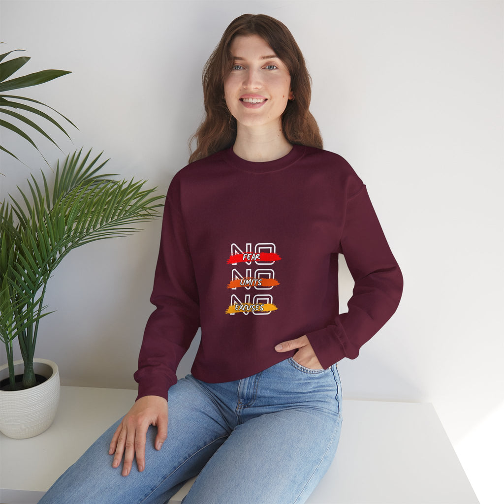 No Fear No Limits No Doubt Crewneck Sweatshirt — Motivational Graphic Pullover
