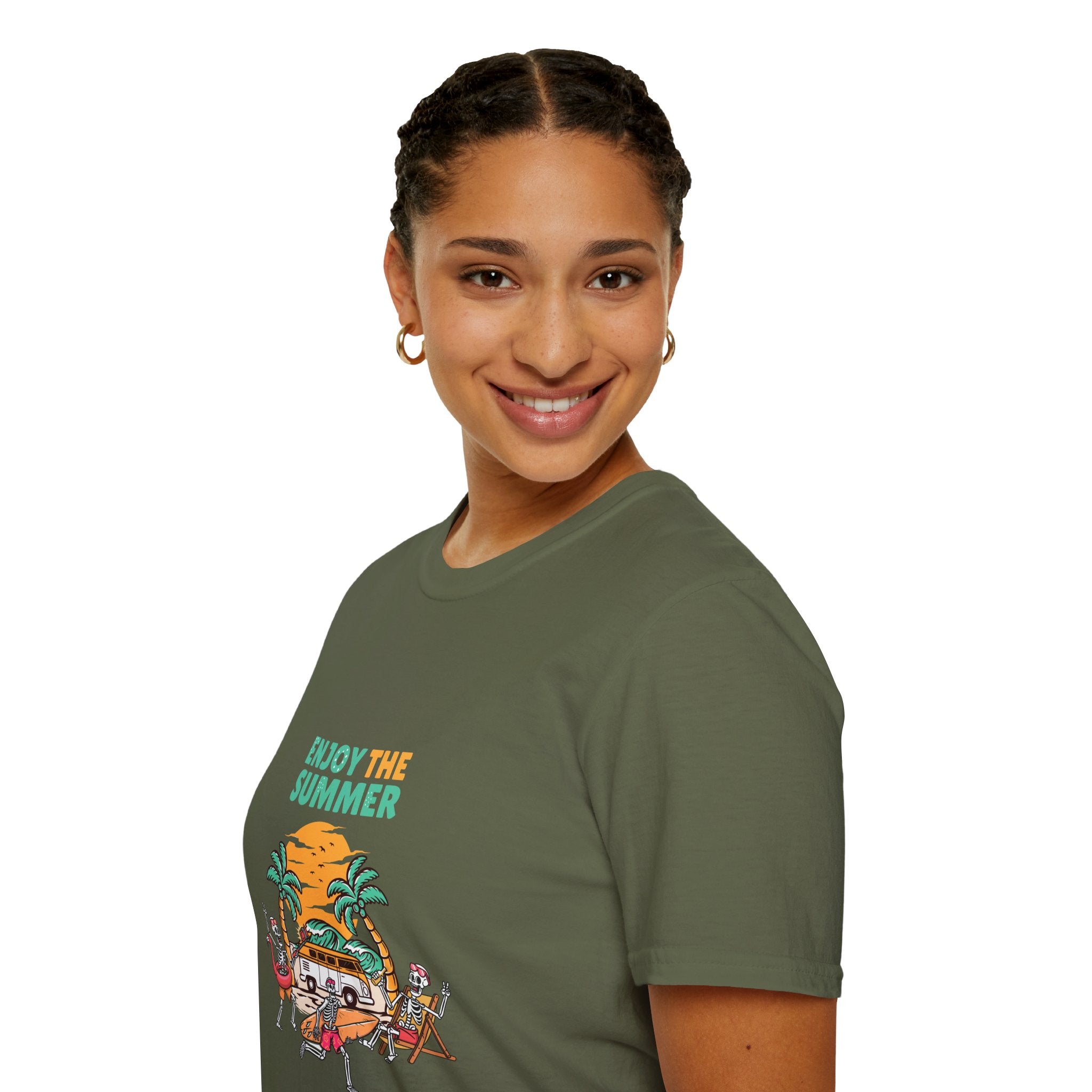 Summer Beach T-Shirt — "Enjoy The Summer" Palm Tree Surf Graphic