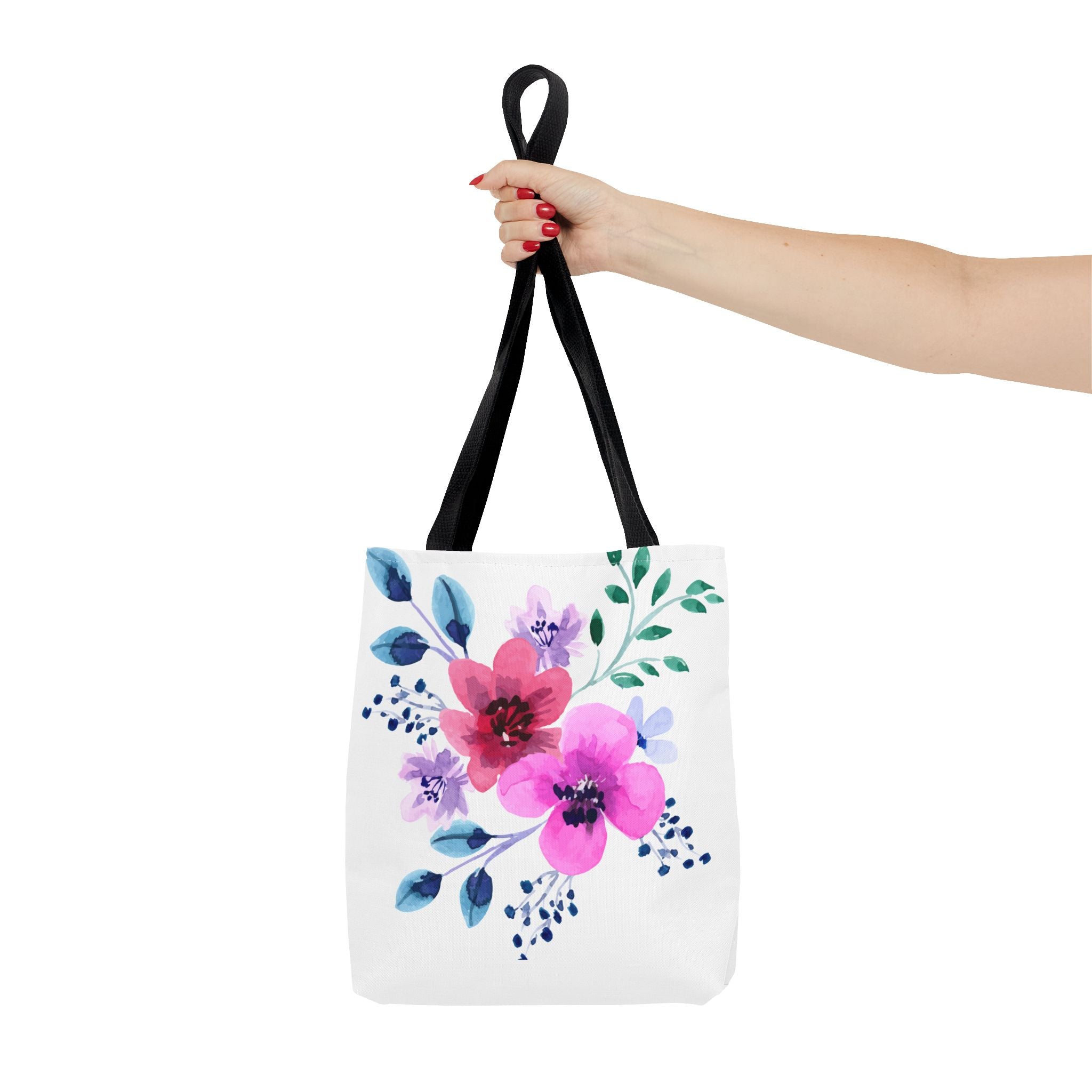 Floral Watercolor Tote Bag — Pink Blossoms All-Over Print