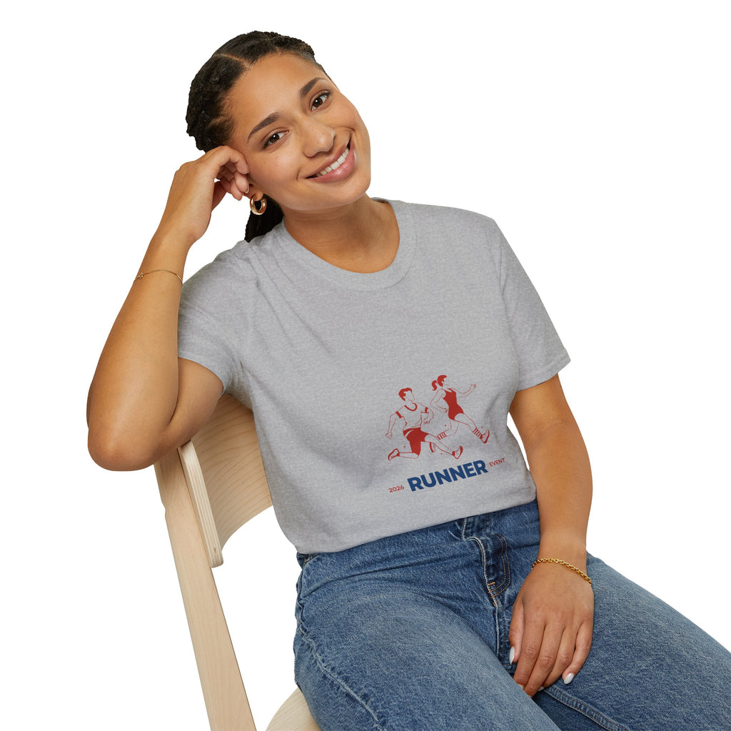 Runner Graphic Tee — Retro Couple Jogging Design