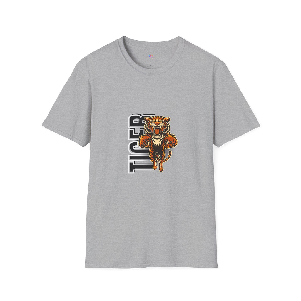 Tiger Graphic T-Shirt – Fierce Roaring Tiger Vertical Text Design