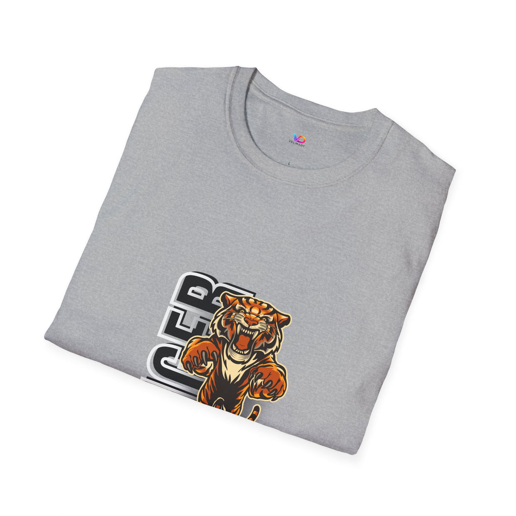 Tiger Graphic T-Shirt – Fierce Roaring Tiger Vertical Text Design