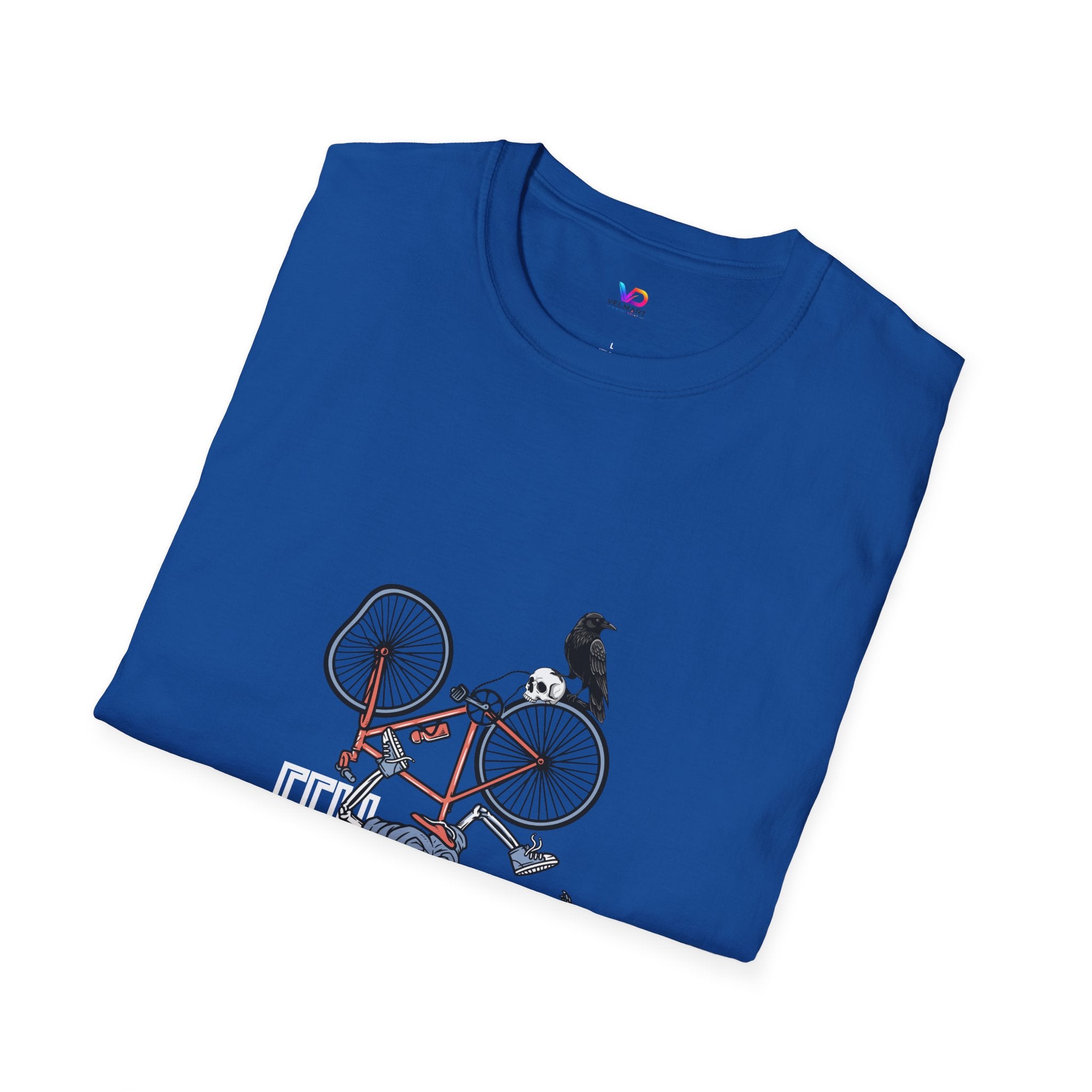 T-Shirt — Vintage Bike Crash Illustration with Crow (whimsical urban cycling tee)