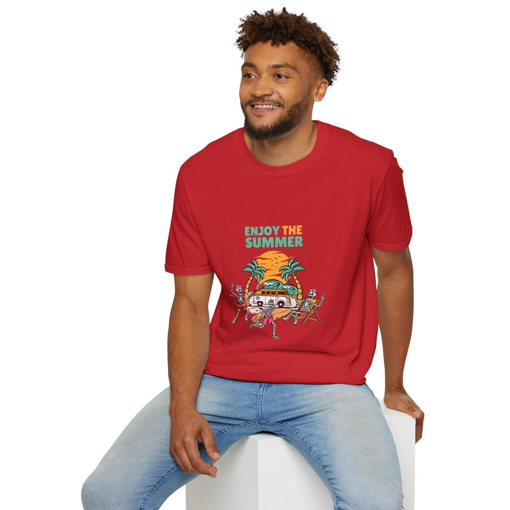 Summer Beach T-Shirt — "Enjoy The Summer" Palm Tree Surf Graphic