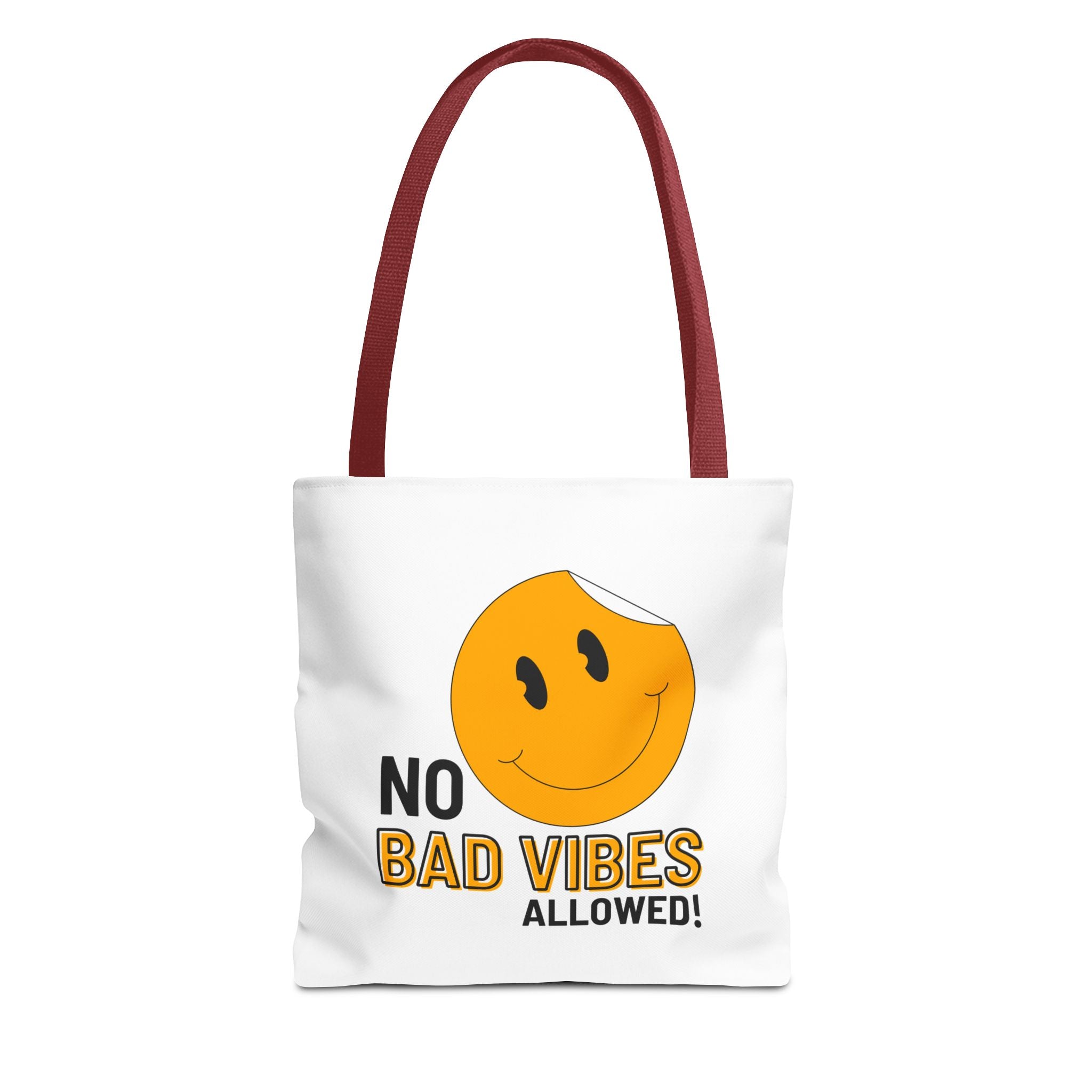 No Bad Vibes Tote Bag — Positive Smiley Reusable Beach & Grocery Bag