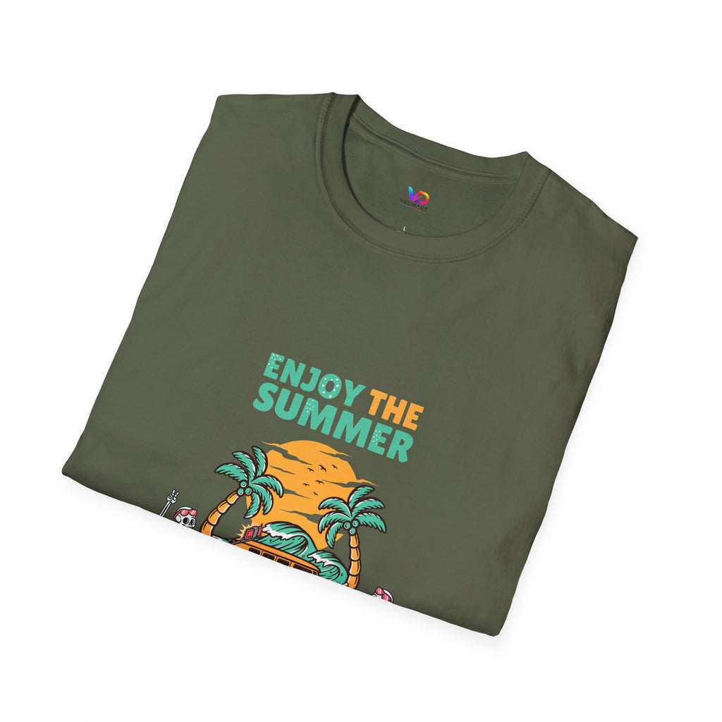 Summer Beach T-Shirt — "Enjoy The Summer" Palm Tree Surf Graphic