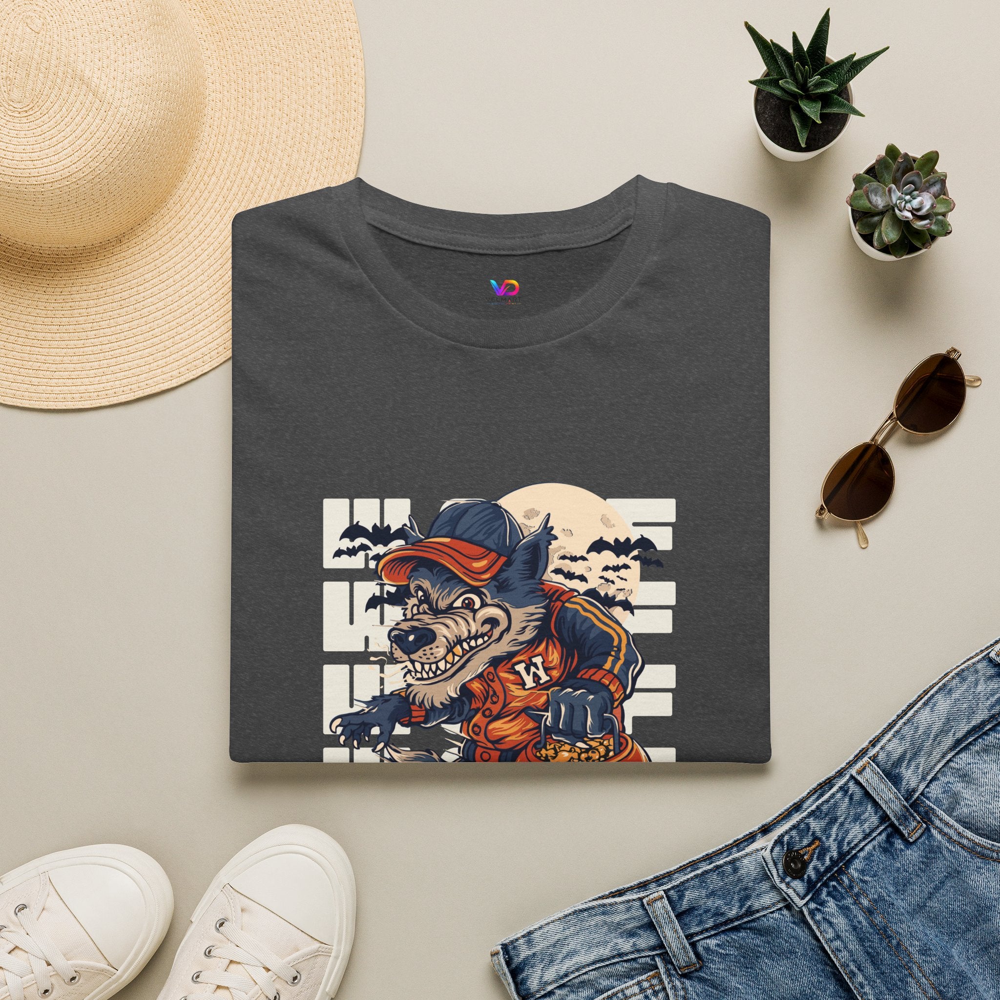 Halloween Skateboarder Skeleton T-Shirt — Spooky Pumpkin & Bats Graphic Tee