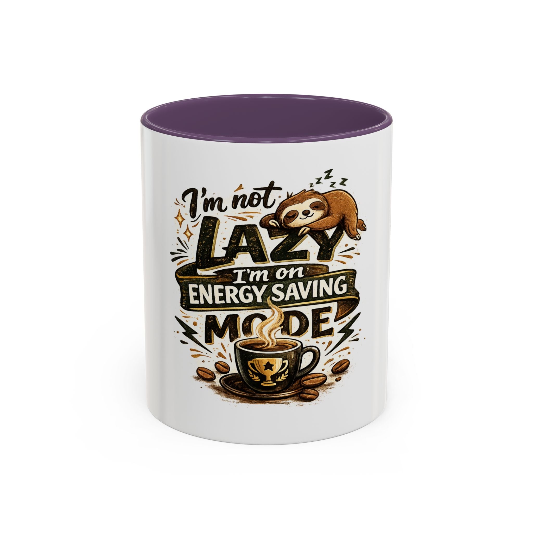 Energy-Saving Mode Coffee Mug — "I'm Not Lazy" Sloth Coffee Cup (11/15oz)