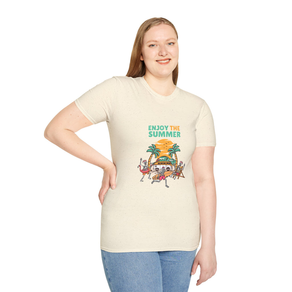 Summer Beach T-Shirt — "Enjoy The Summer" Palm Tree Surf Graphic