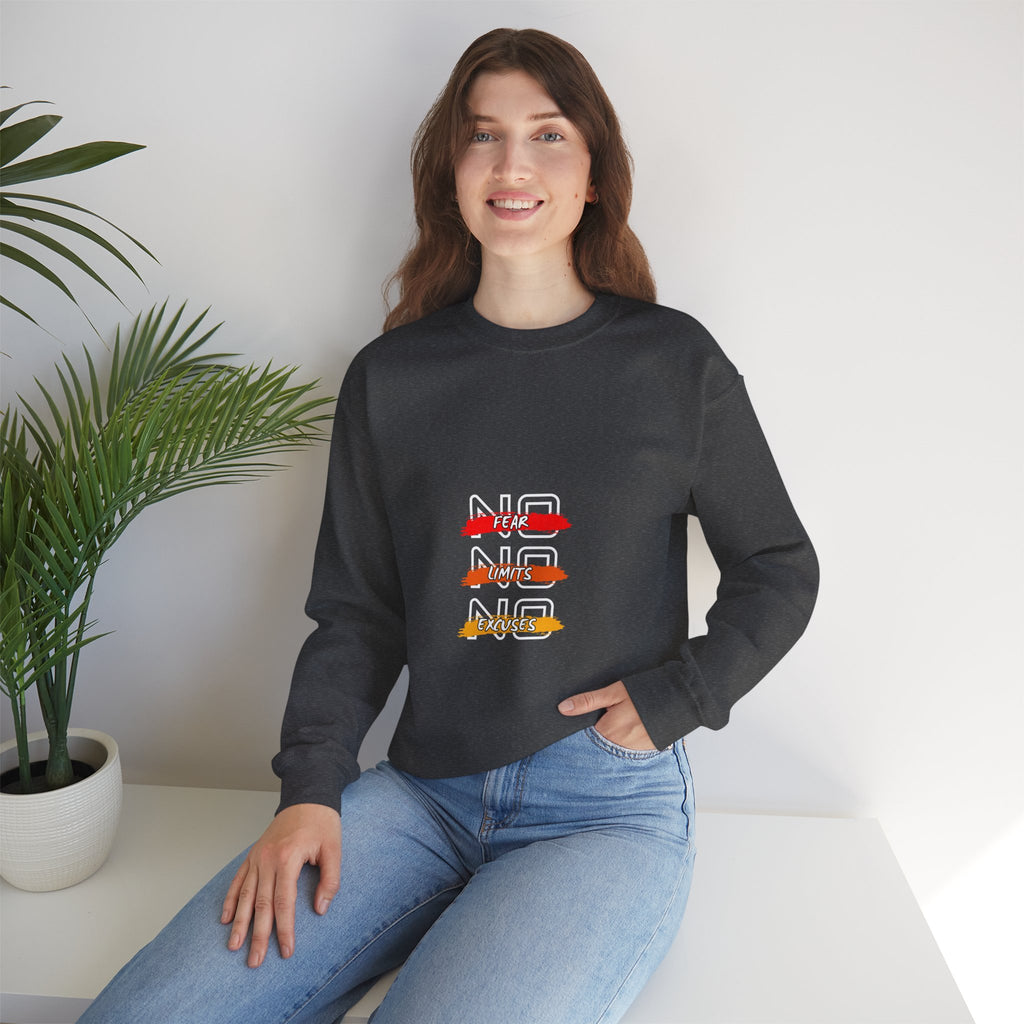 No Fear No Limits No Doubt Crewneck Sweatshirt — Motivational Graphic Pullover