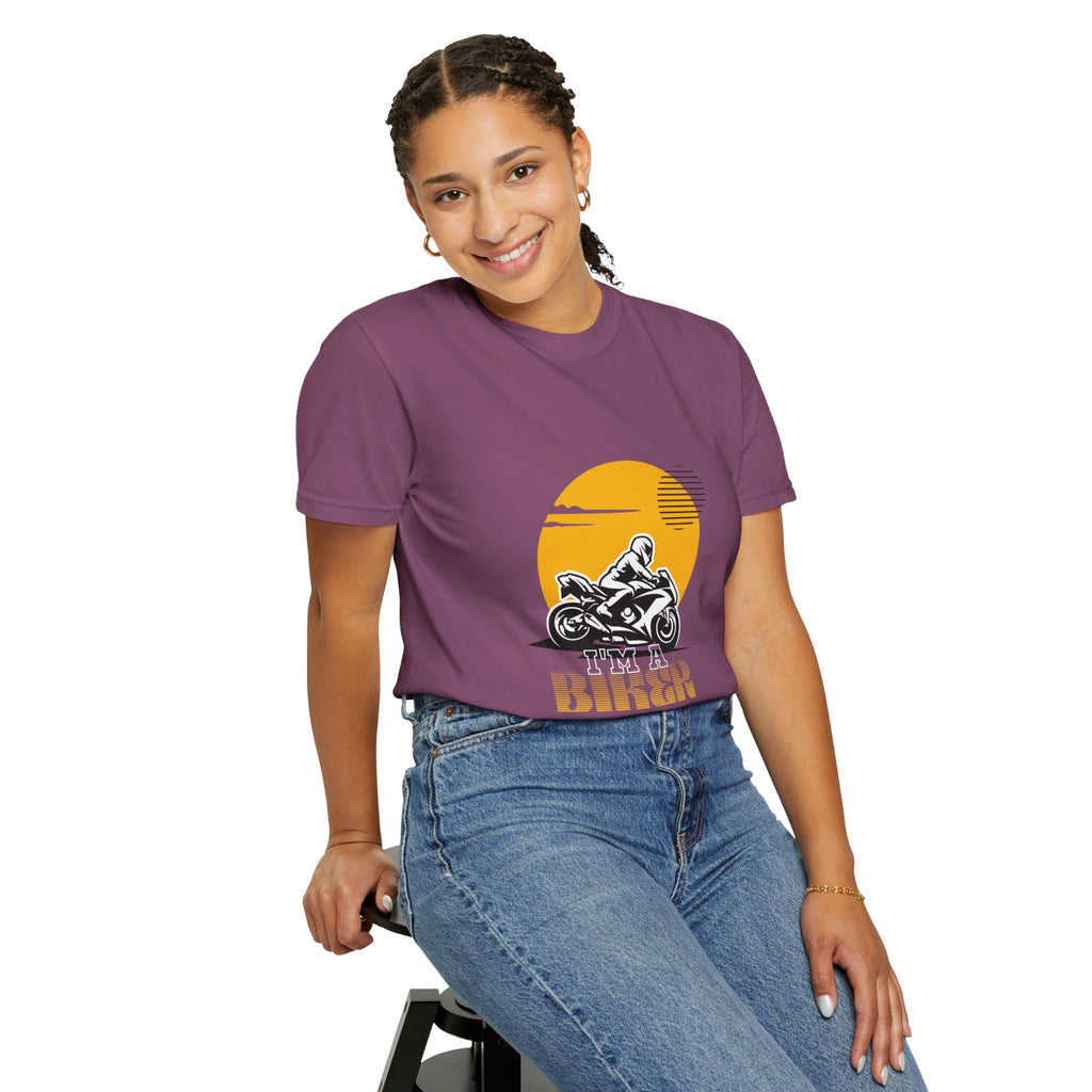 Motorcycle Rider T-Shirt — Retro Sunset Biker Graphic