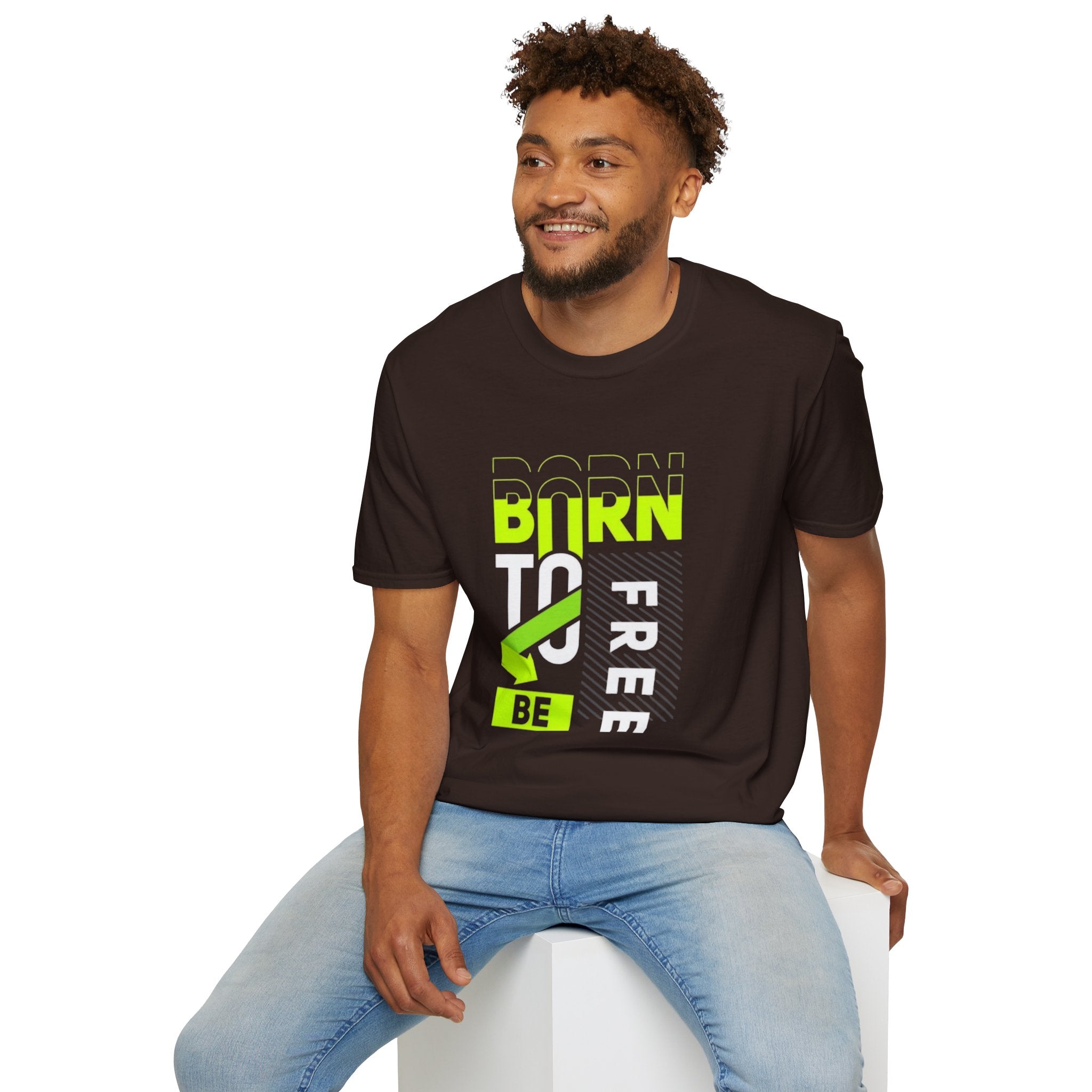 T-Shirt — Born To Be Free Neon Graphic Tee