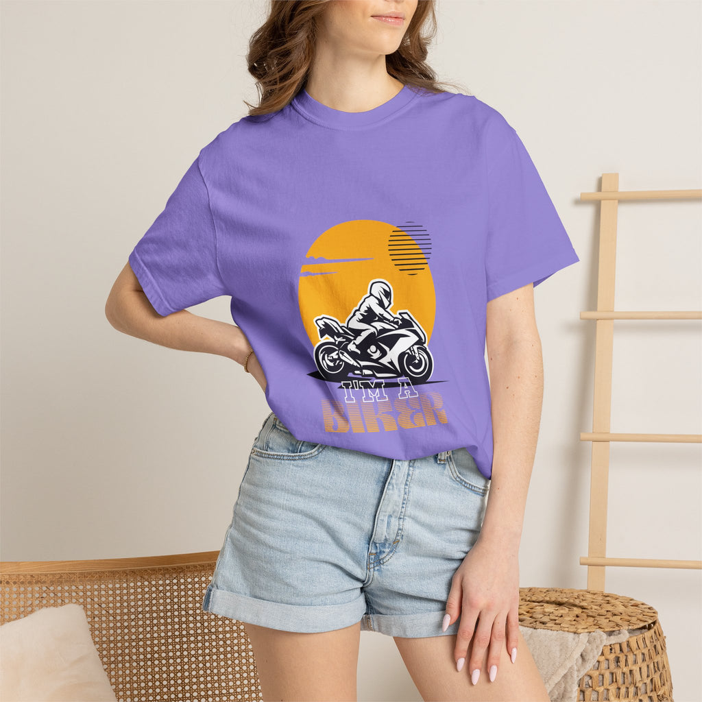 Motorcycle Rider T-Shirt — Retro Sunset Biker Graphic