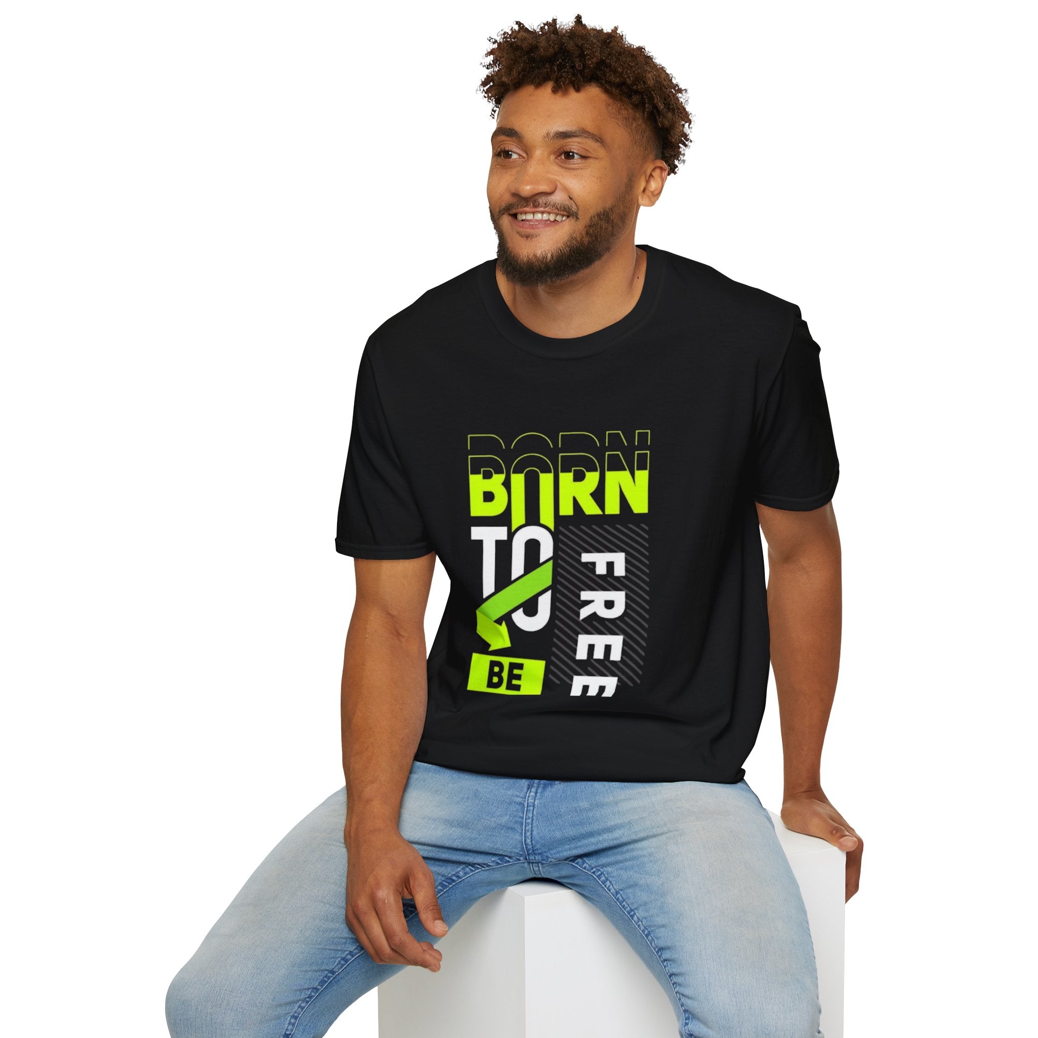 T-Shirt — Born To Be Free Neon Graphic Tee