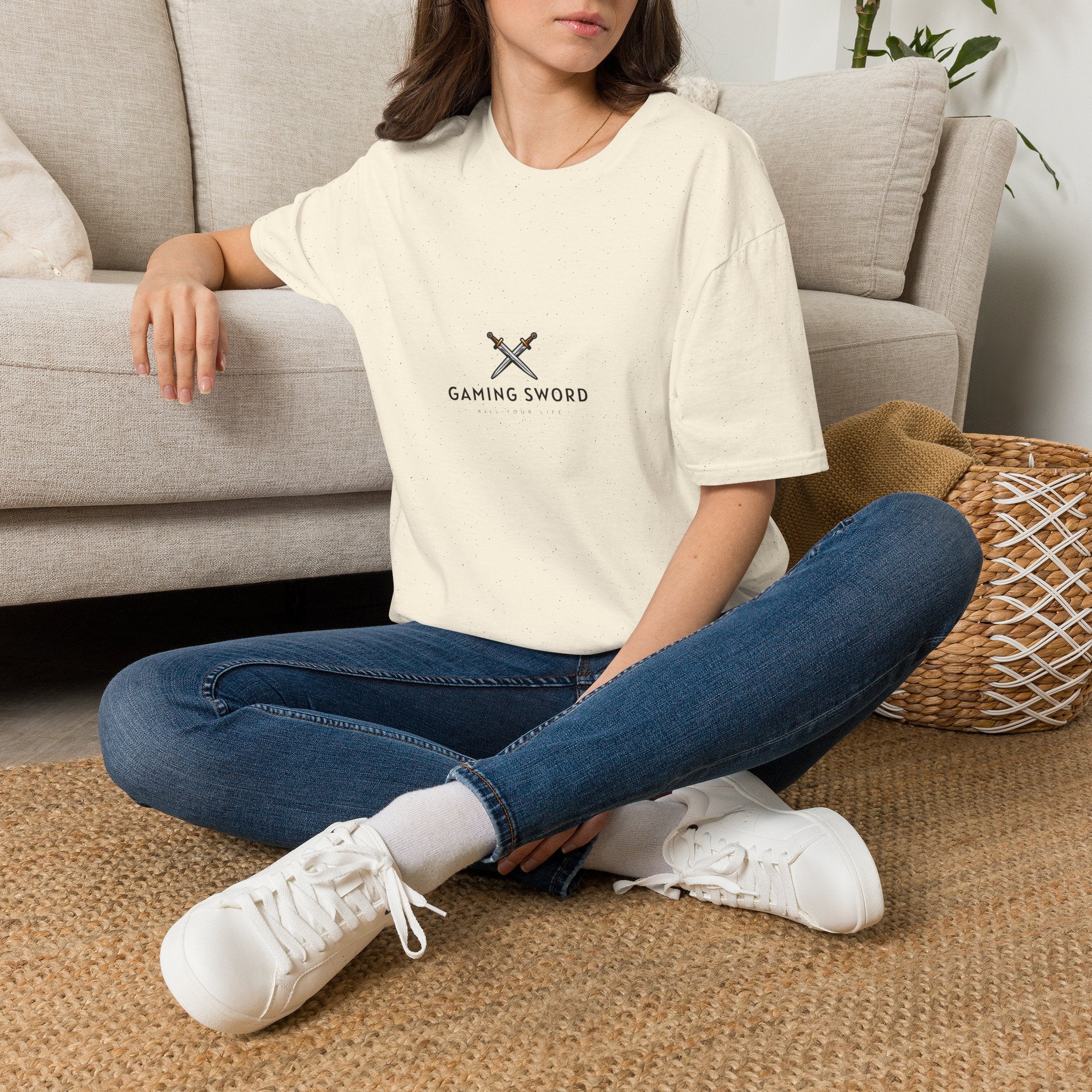 Gaming Sword T‑Shirt — Minimal Crossed Swords Logo Tee