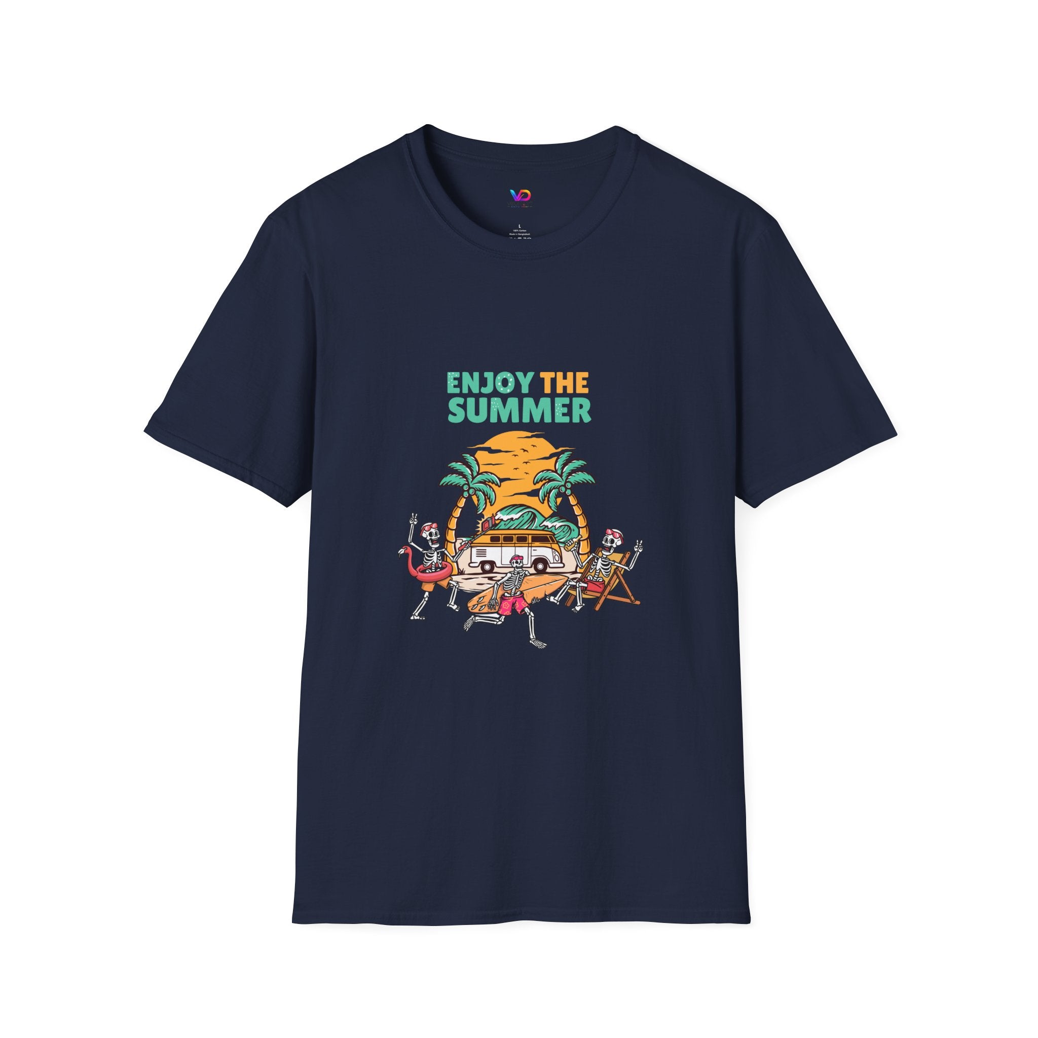 Summer Beach T-Shirt — "Enjoy The Summer" Palm Tree Surf Graphic