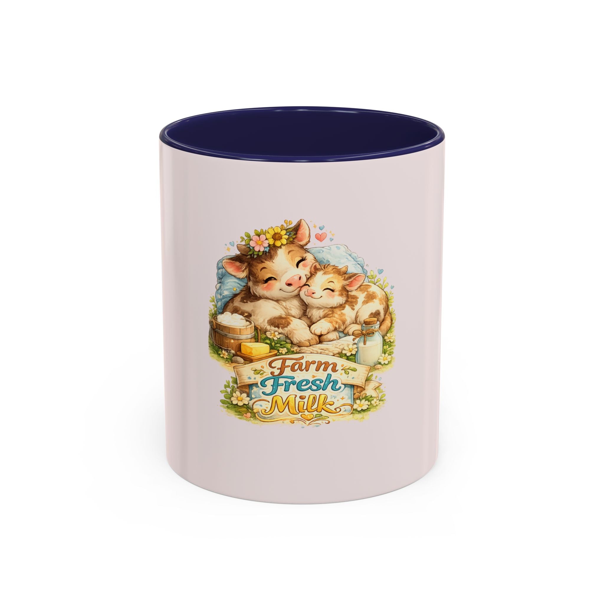 Farm Fresh Milk Coffee Mug — Cute Vintage Kittens Illustration (Accent 11/15oz)