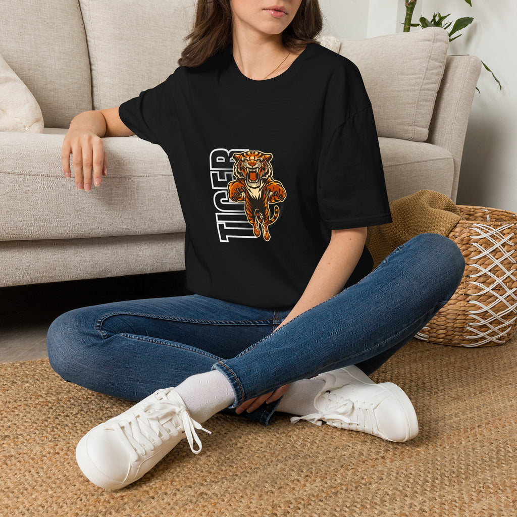 Tiger Graphic T-Shirt – Fierce Roaring Tiger Vertical Text Design