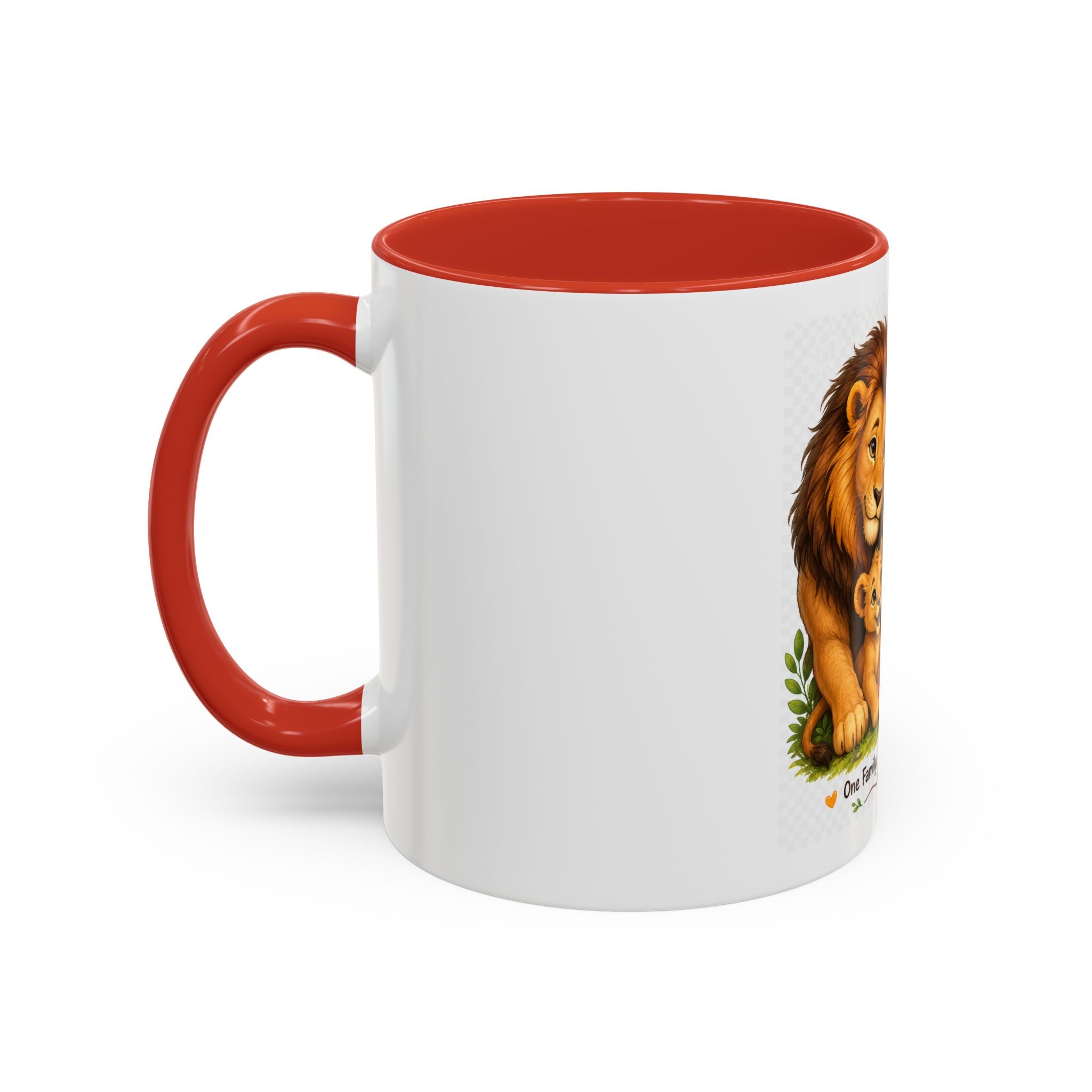 Family Lion Coffee Mug — "Together We Are Strong, Love Grows Here" Accent Mug