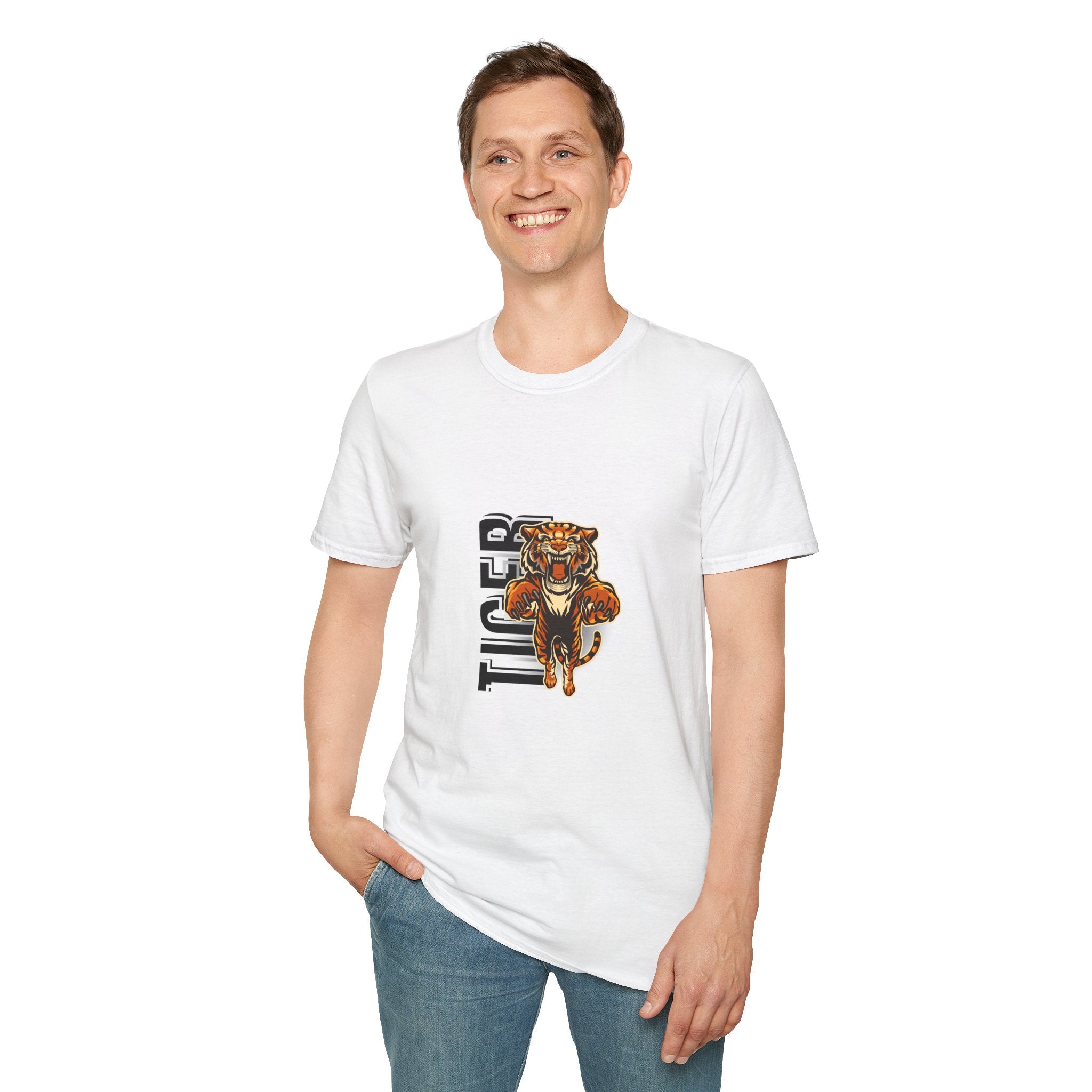 Tiger Graphic T-Shirt – Fierce Roaring Tiger Vertical Text Design