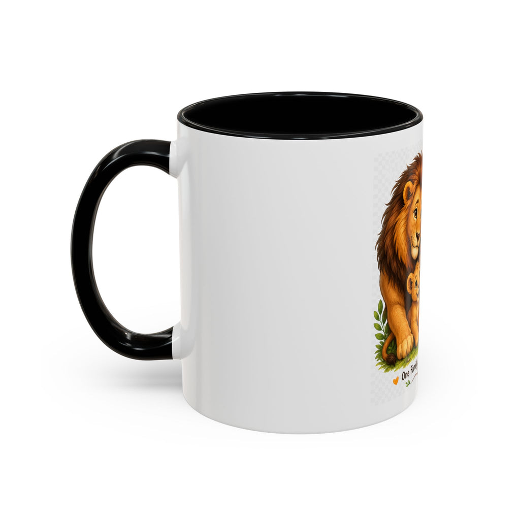Family Lion Coffee Mug — "Together We Are Strong, Love Grows Here" Accent Mug