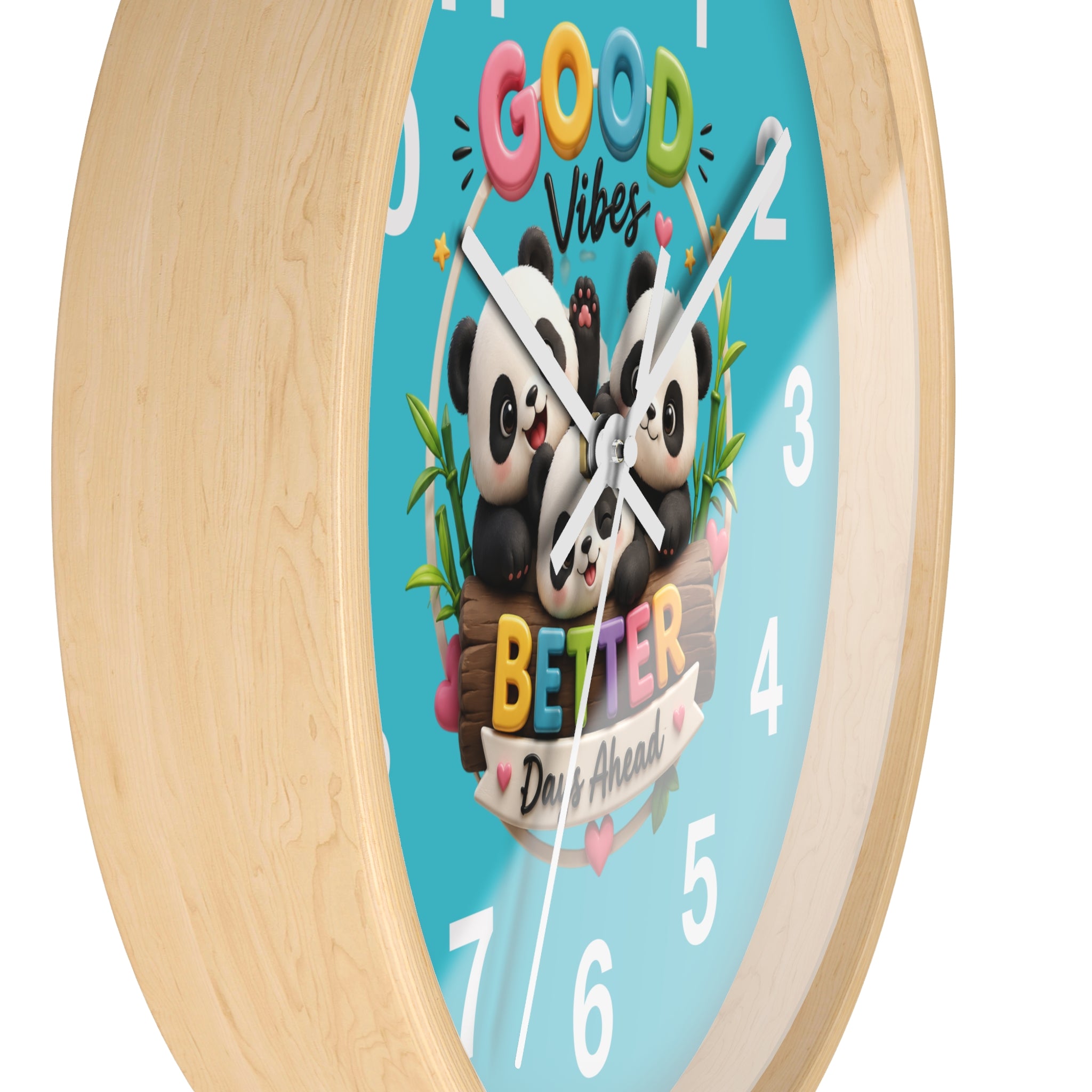 Good Vibes Panda Wall Clock — "Better Days Ahead" Positive Decor