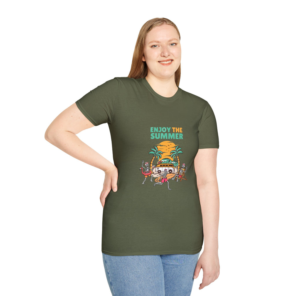 Summer Beach T-Shirt — "Enjoy The Summer" Palm Tree Surf Graphic