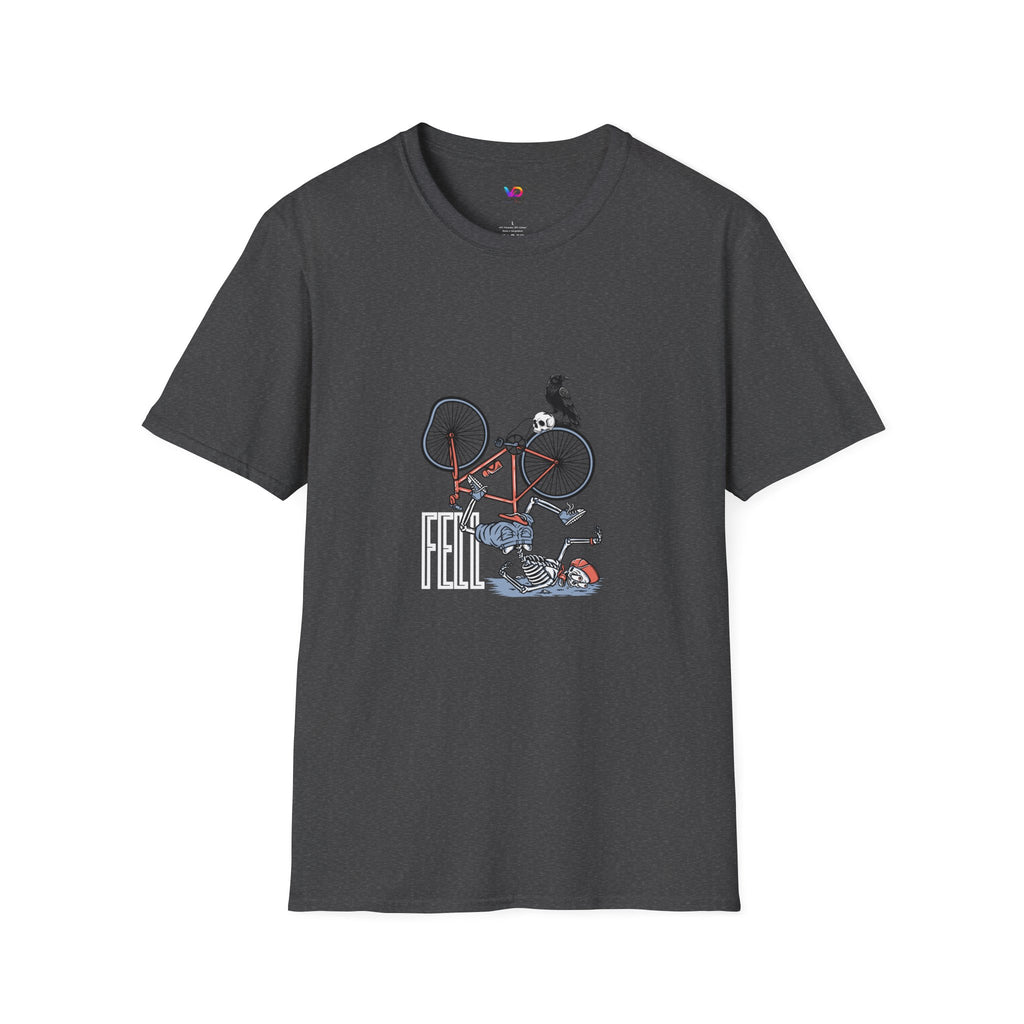 T-Shirt — Vintage Bike Crash Illustration with Crow (whimsical urban cycling tee)