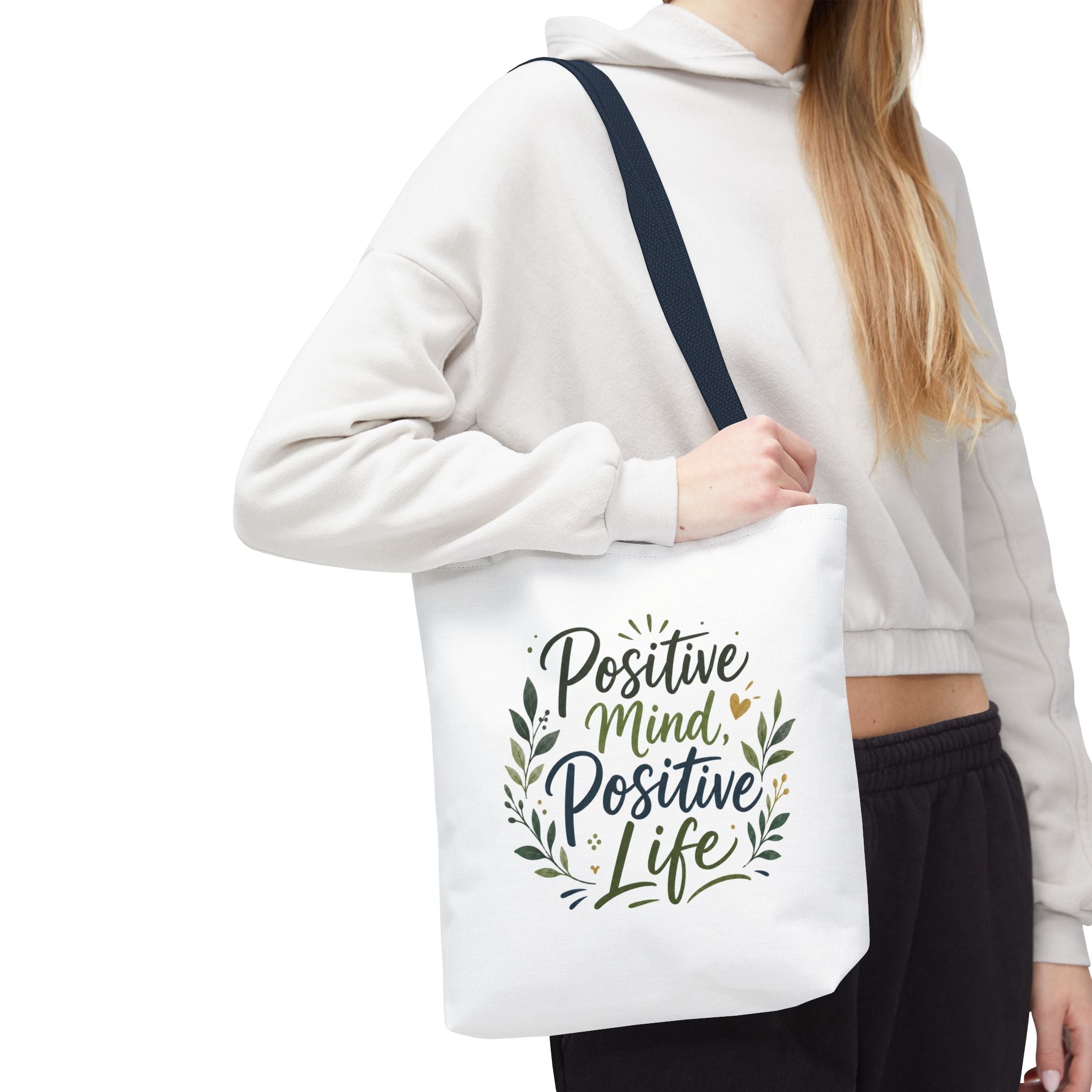 Positive Mind, Positive Life Tote Bag — Inspirational Floral Canvas Shopper