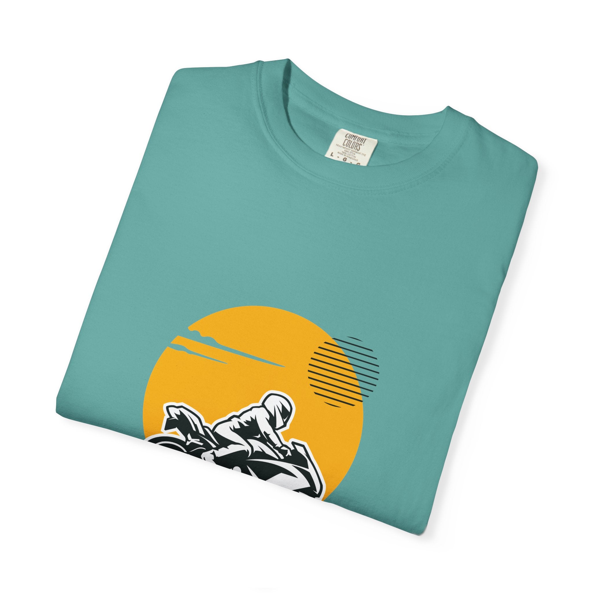 Motorcycle Rider T-Shirt — Retro Sunset Biker Graphic