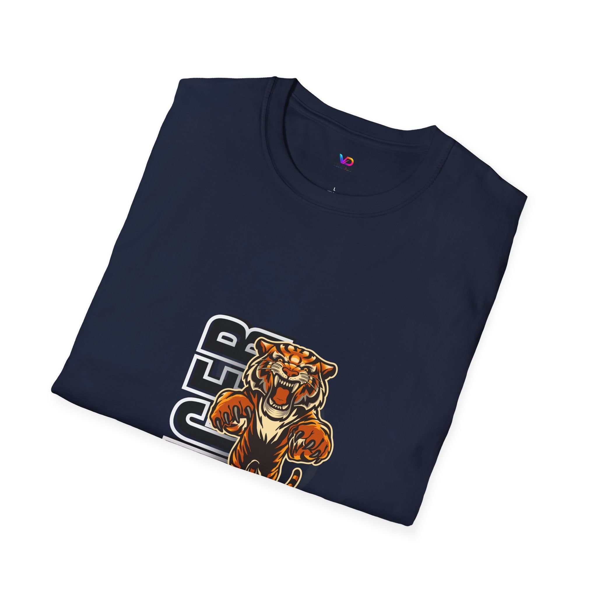Tiger Graphic T-Shirt – Fierce Roaring Tiger Vertical Text Design