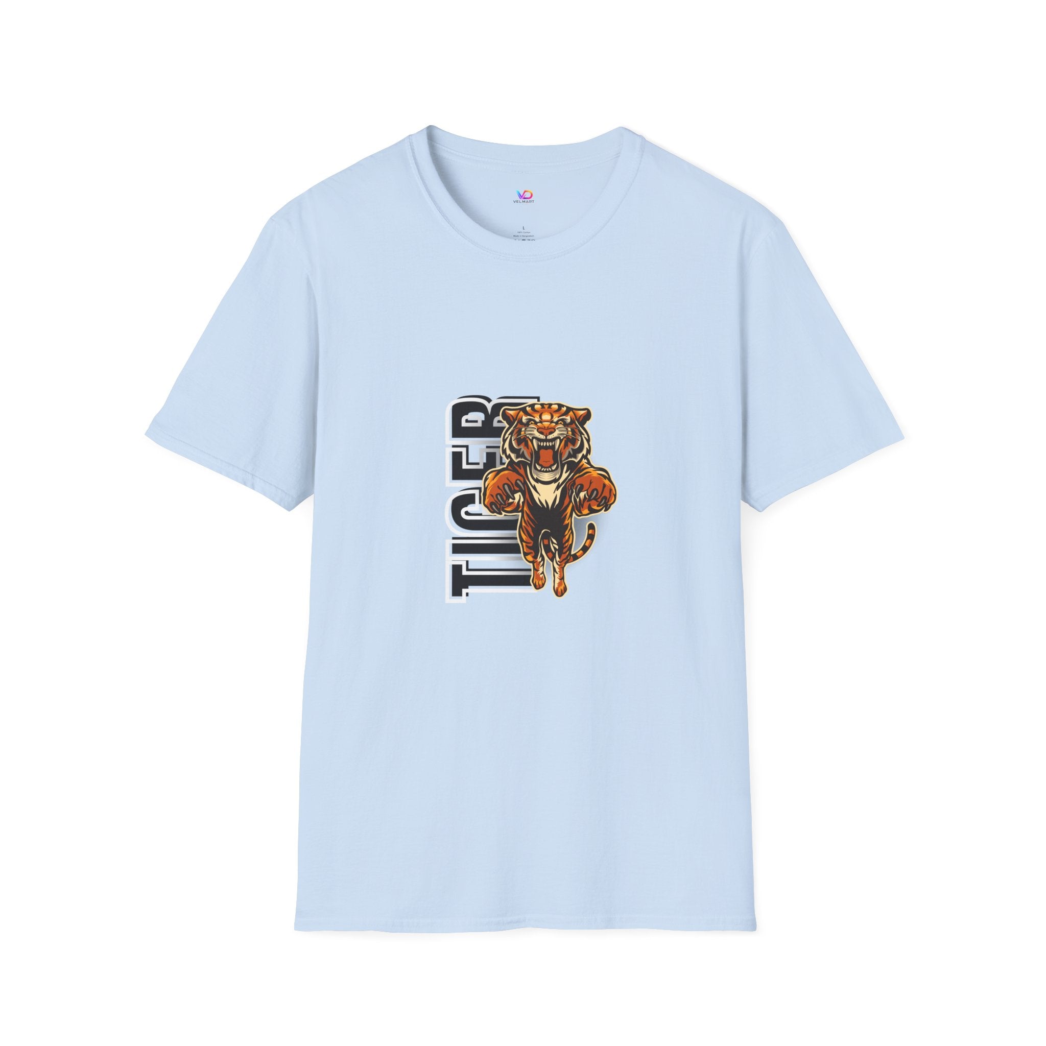 Tiger Graphic T-Shirt – Fierce Roaring Tiger Vertical Text Design