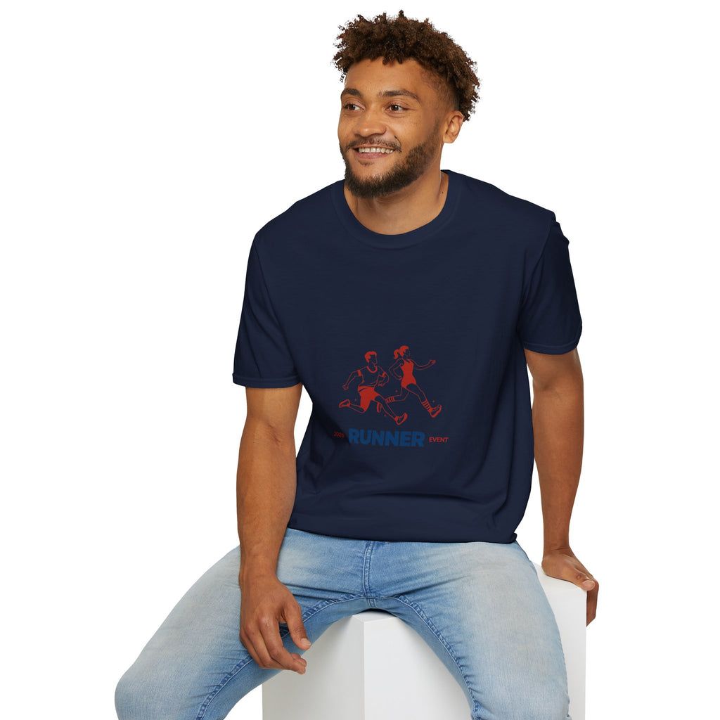 Runner Graphic Tee — Retro Couple Jogging Design