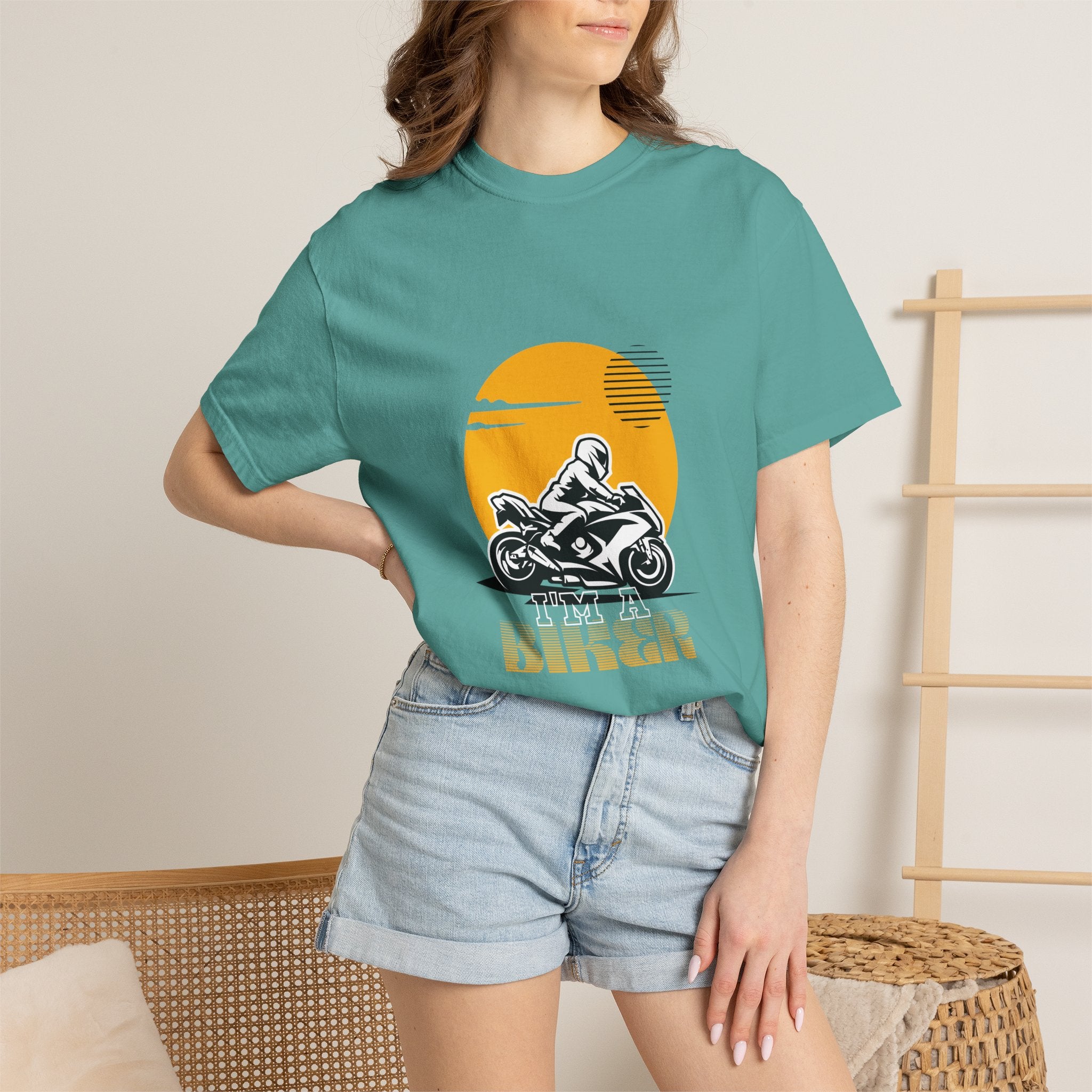 Motorcycle Rider T-Shirt — Retro Sunset Biker Graphic