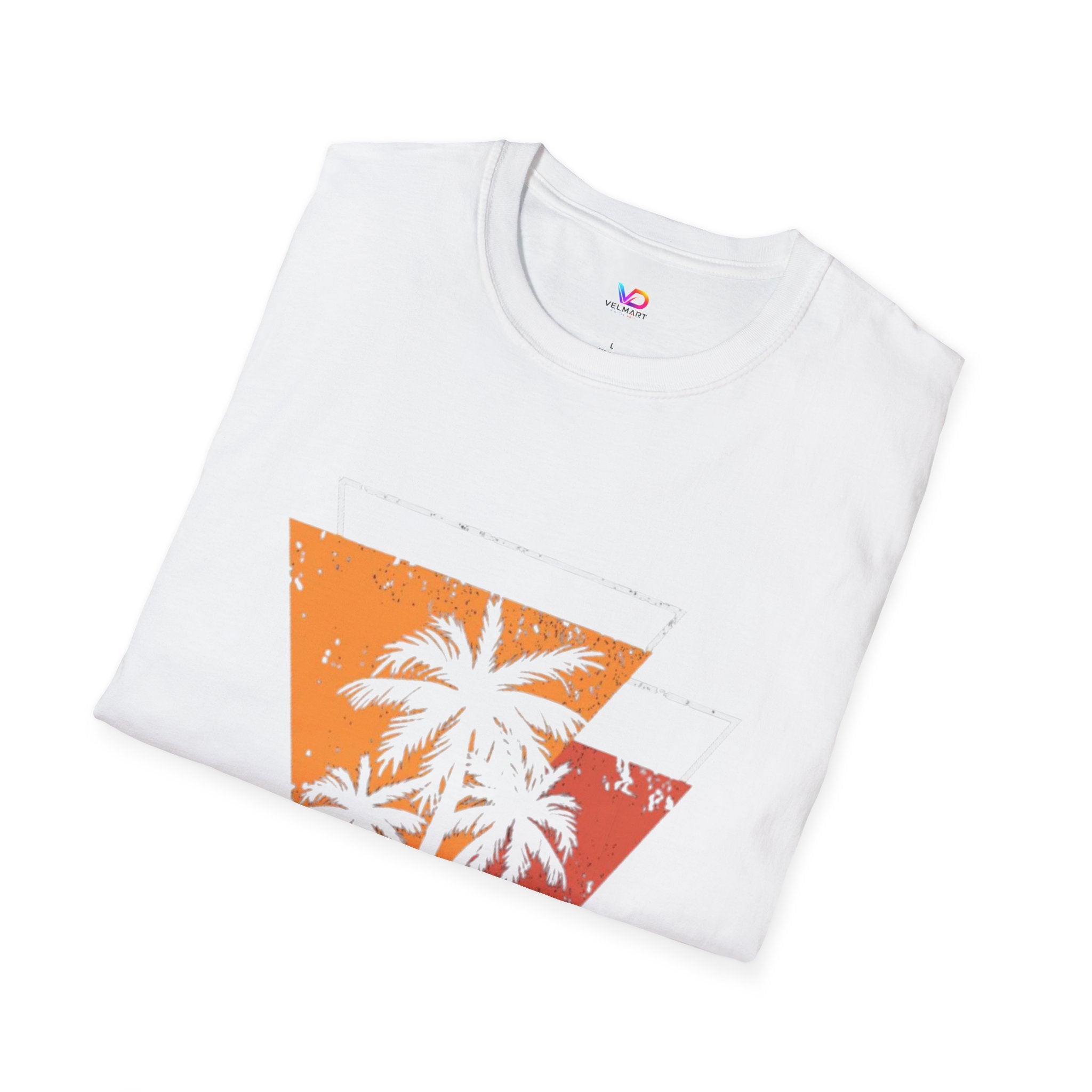 Vintage Palm Triangle T‑Shirt — Retro Sunset Beach Tee