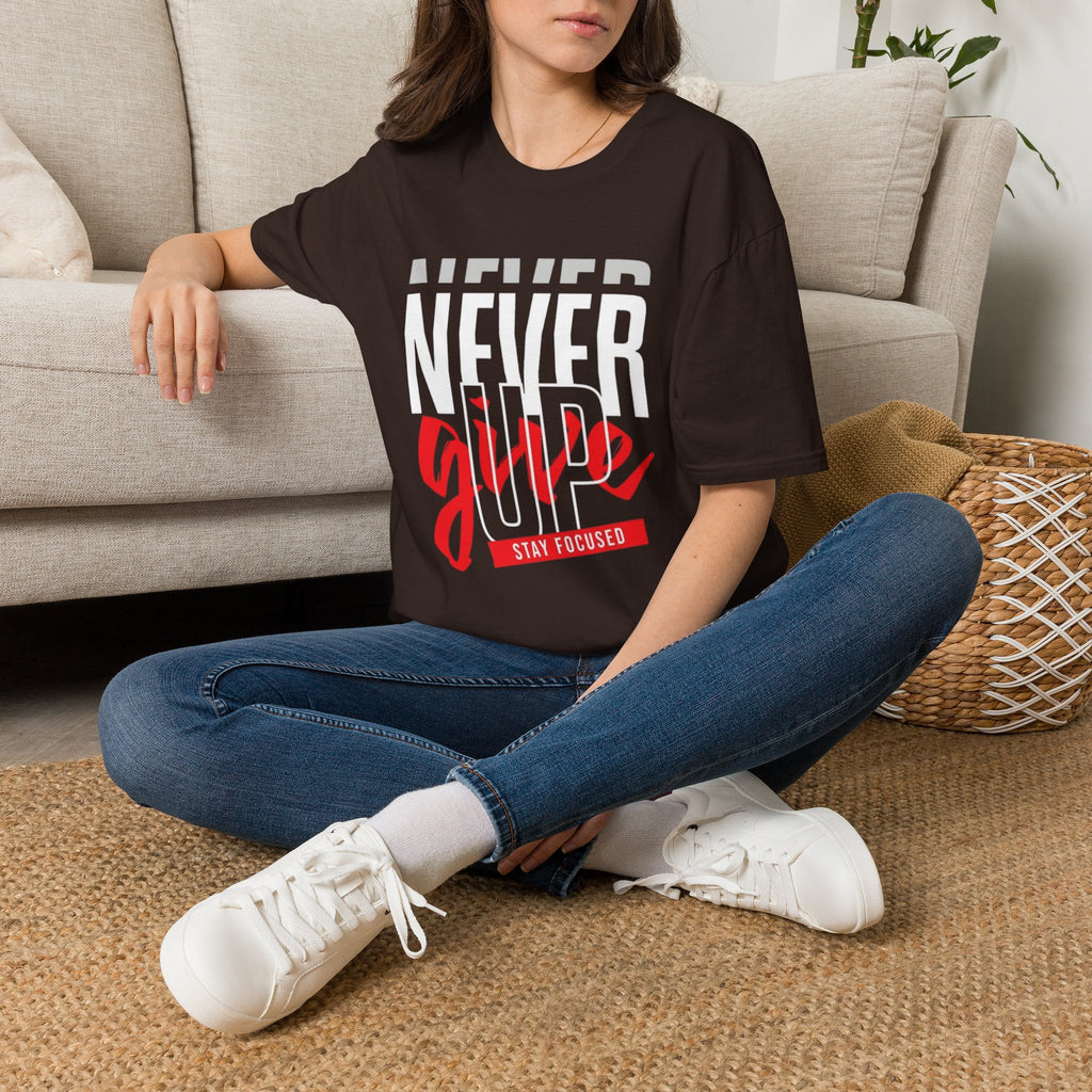Never Give Up T-Shirt — Motivational Graphic Tee (Stay Focused)