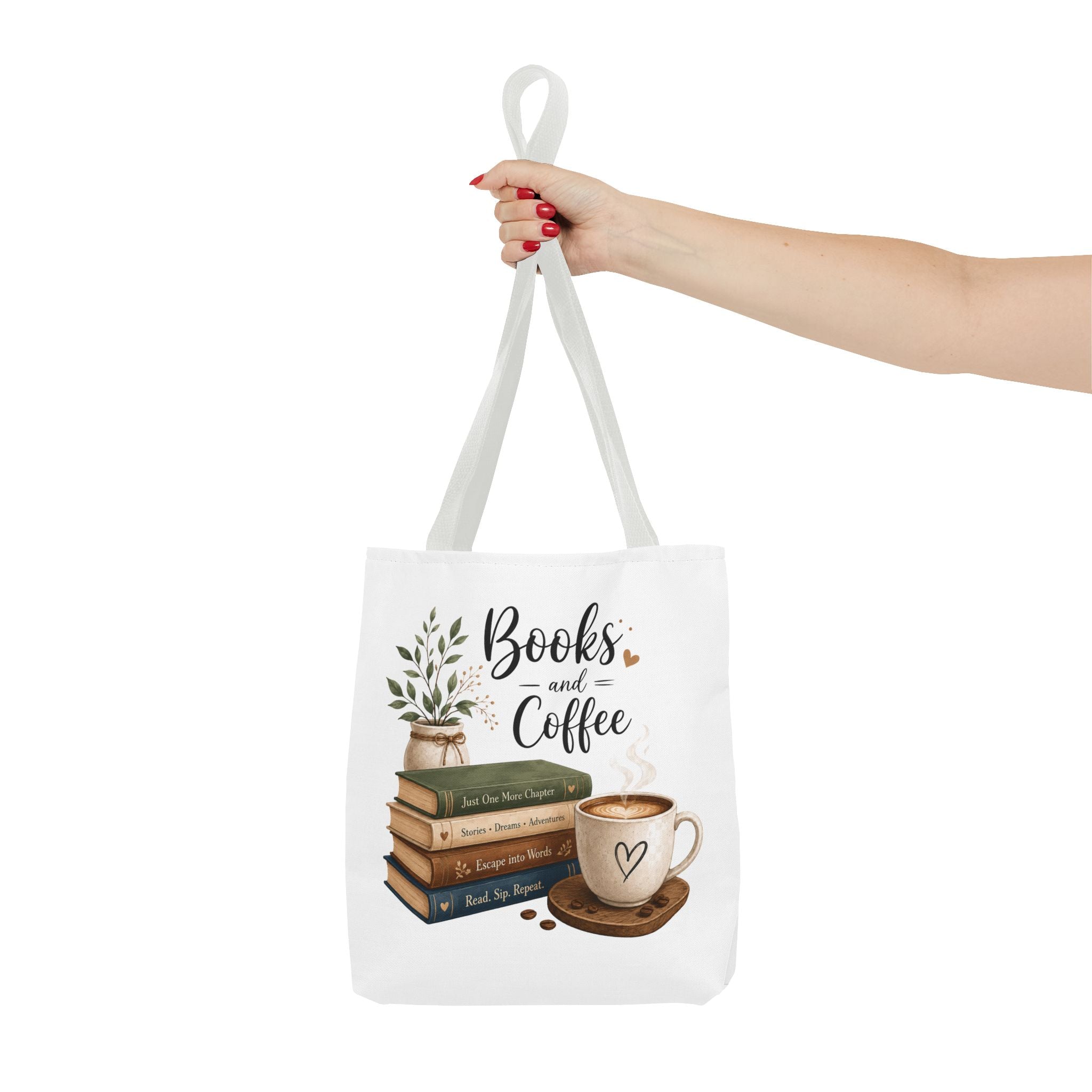 Books and Coffee Tote Bag — Book Lover Canvas Tote