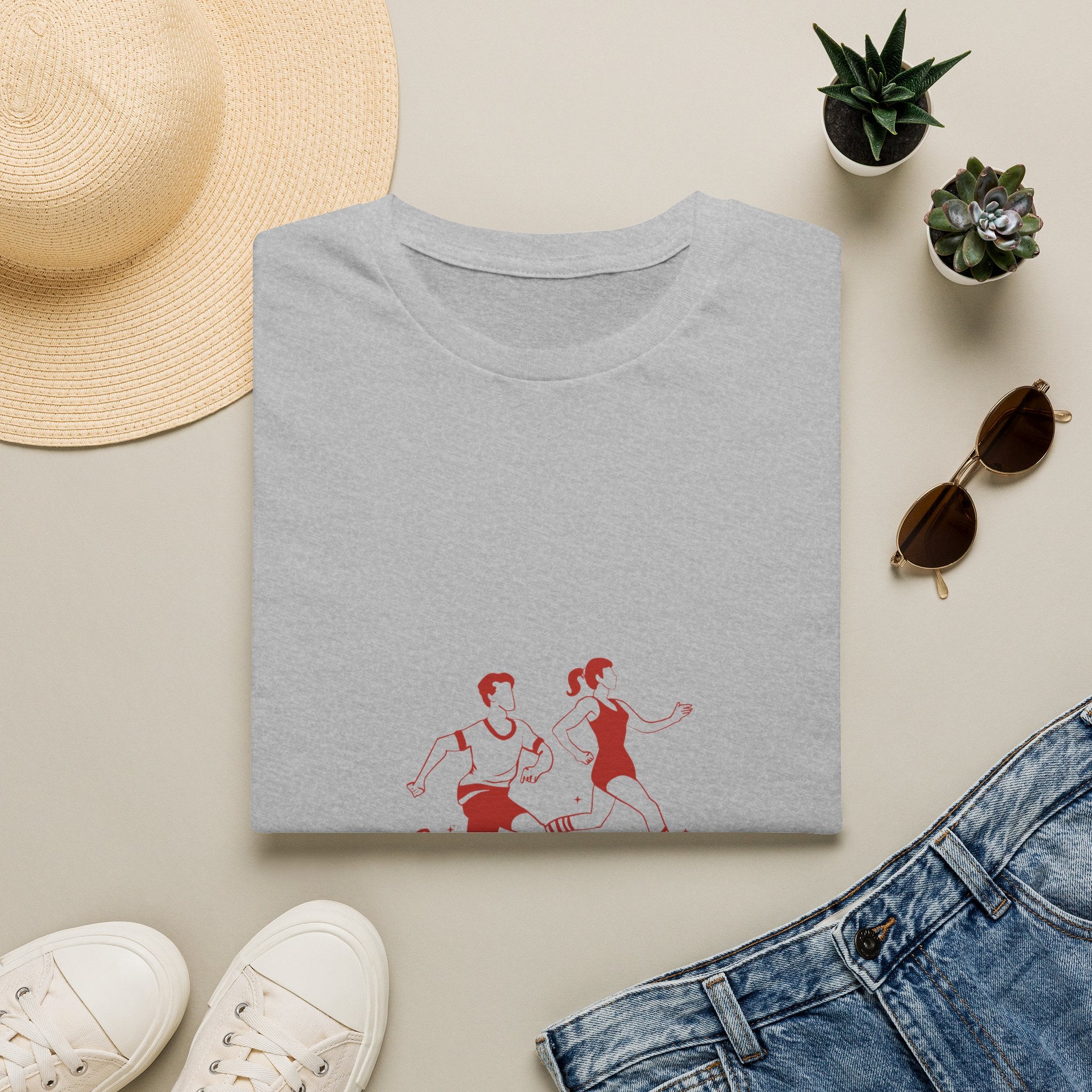 Runner Graphic Tee — Retro Couple Jogging Design