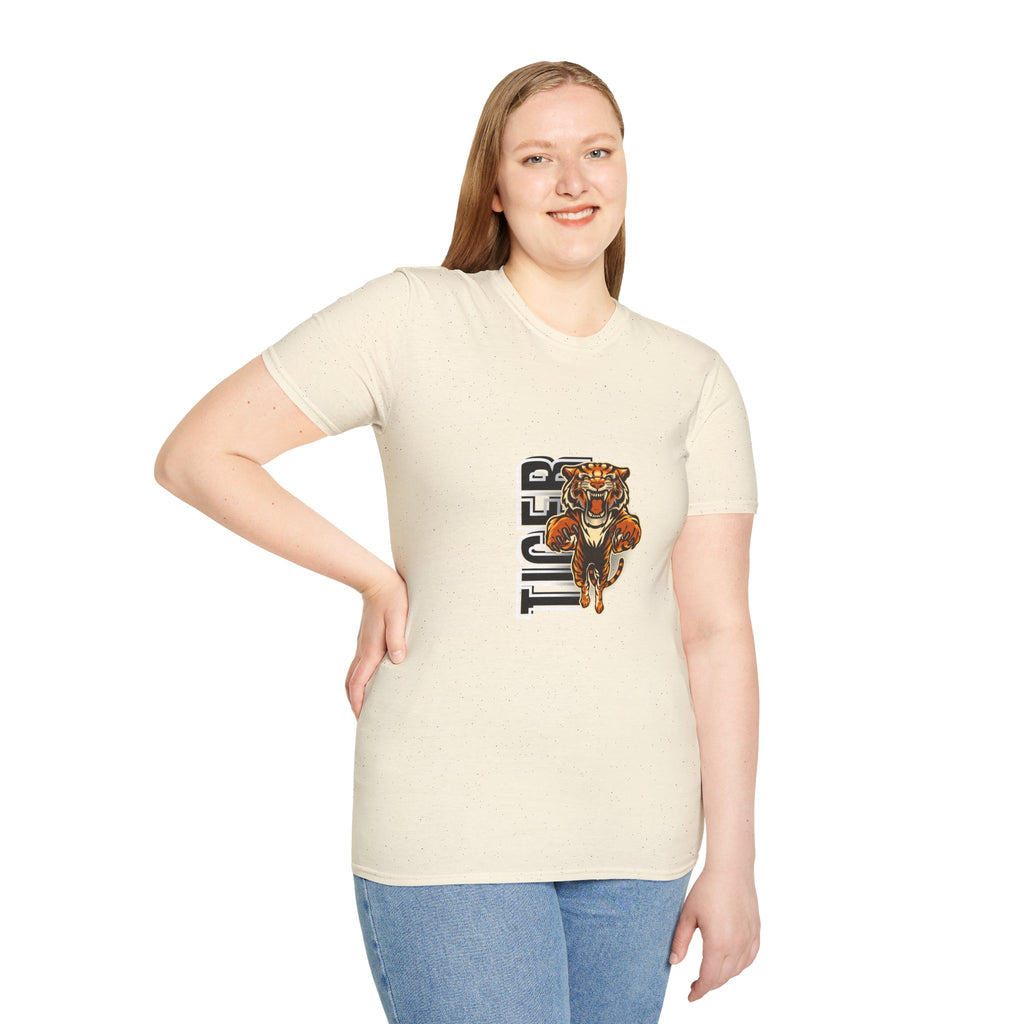 Tiger Graphic T-Shirt – Fierce Roaring Tiger Vertical Text Design