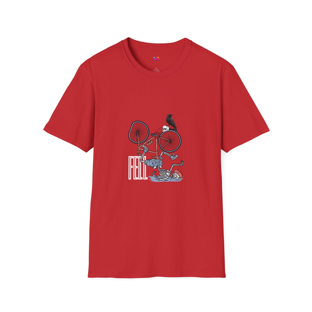T-Shirt — Vintage Bike Crash Illustration with Crow (whimsical urban cycling tee)